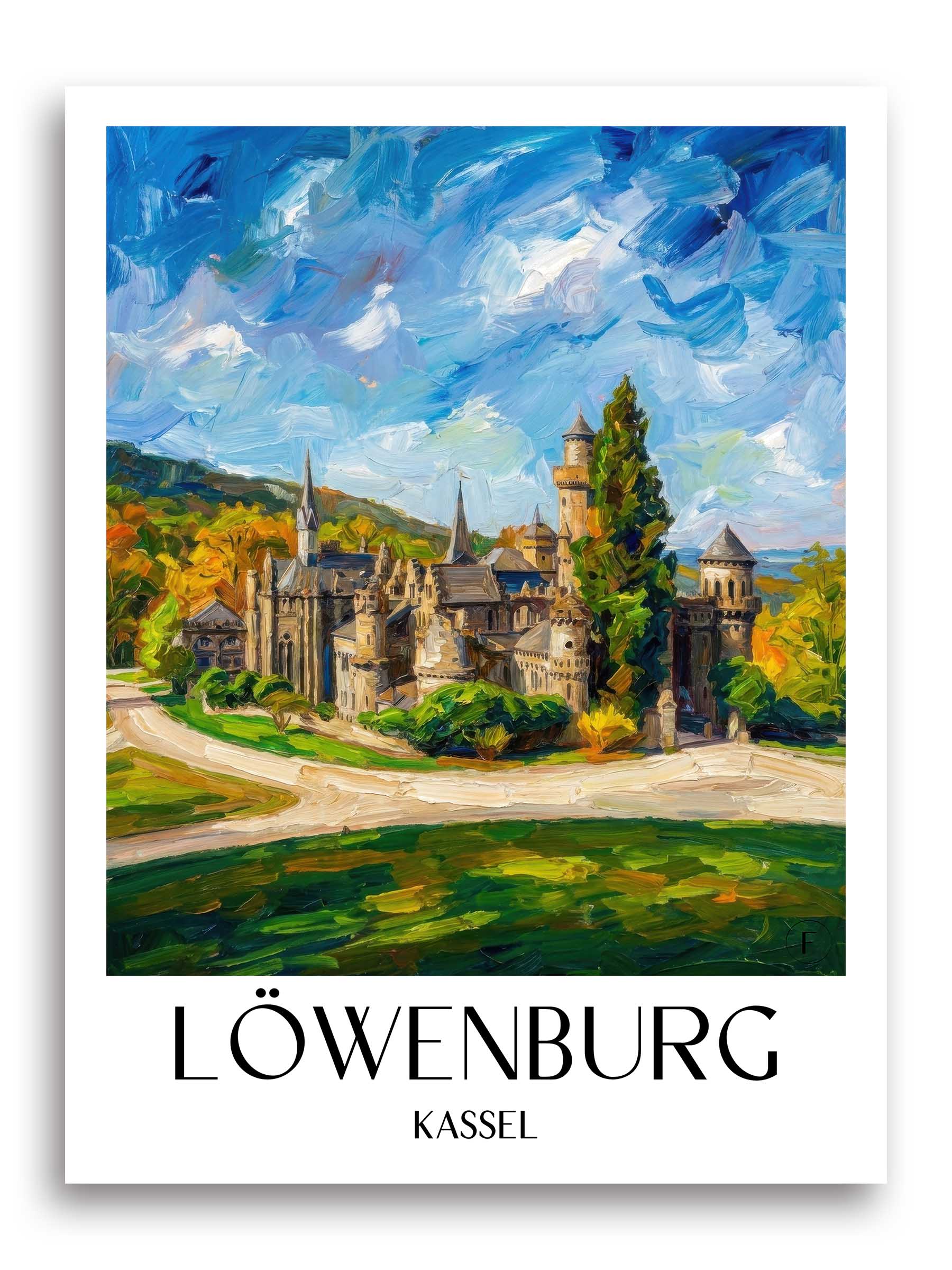 Löwenburg Poster - Kassel - Deutschland Kunstdruck - Ölgemälde von A4 bis A1 - favplace