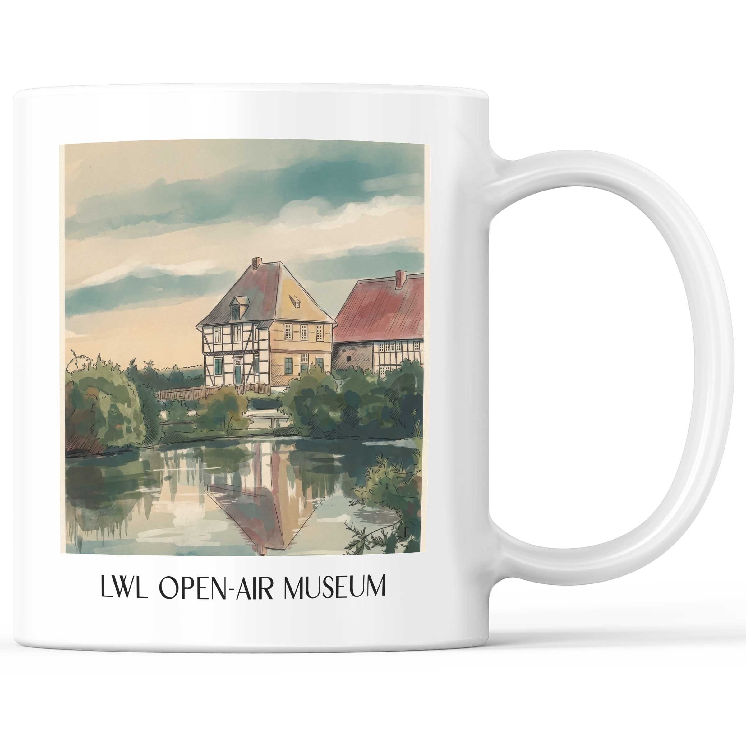 LWL-Freilichtmuseum Kaffeebecher - Detmold - Deutschland Becher - Kaffeetasse im Aquarell Stil - favplace