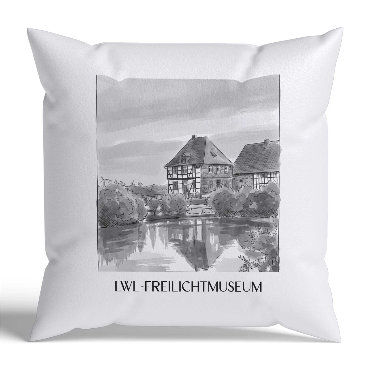lwl-freilichtmuseum-detmold-deutschland-kissenbezug-aquarell-schwarz-weiss