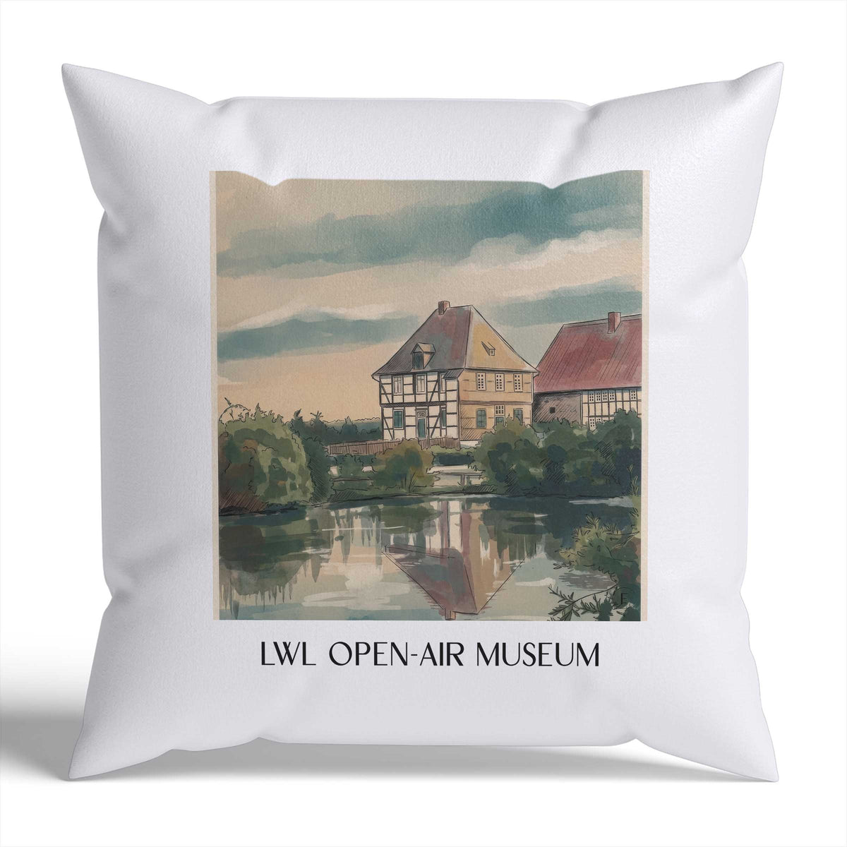 LWL-Freilichtmuseum Kissenhülle - Zierkissen Bezug - Detmold - Deutschland Kissen bzw. Kissenbezug im Aquarell Stil - favplace