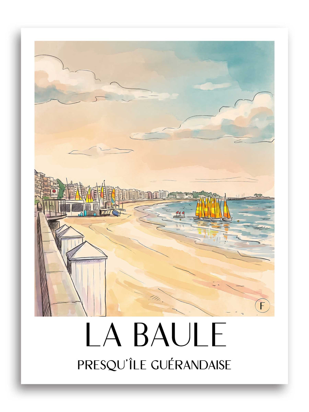 la-baule-presqu'île-guérandaise-frankreich-poster-aquarell