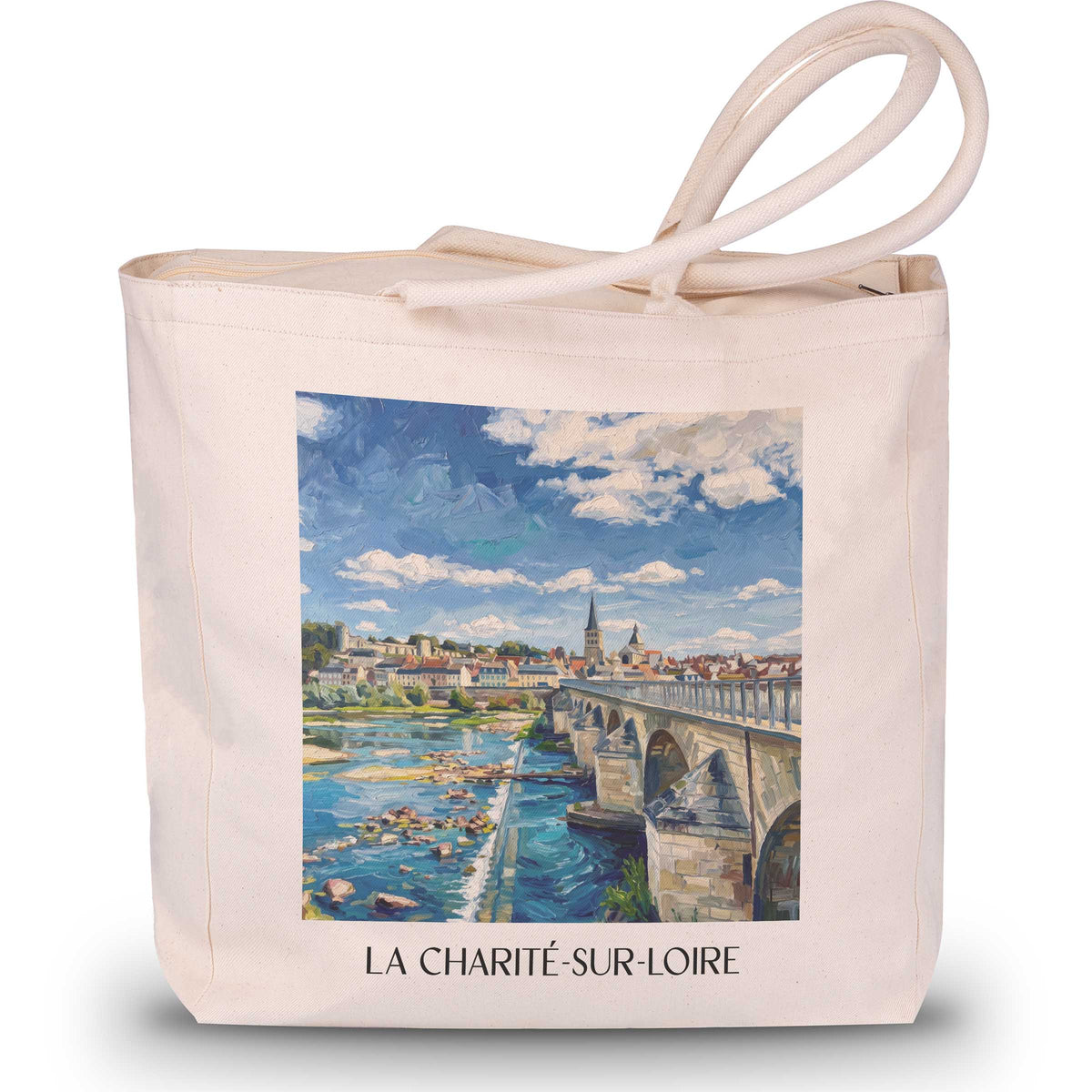 la-charité-sur-loire-nièvre-frankreich-einkaufstasche-oil-painting-oelgemaelde
