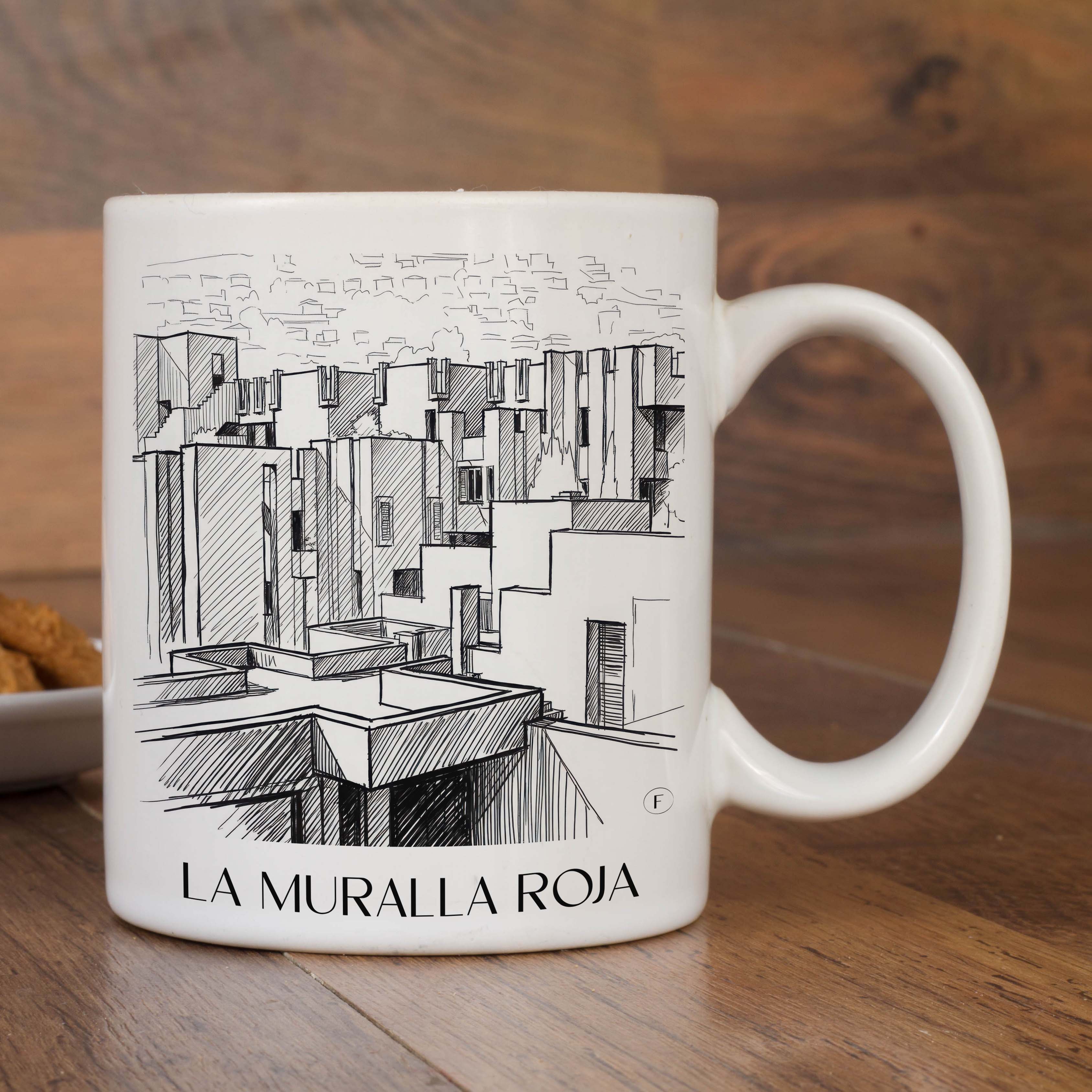 la-muralla-roja-calpe-spanien-kaffeebecher-skizze