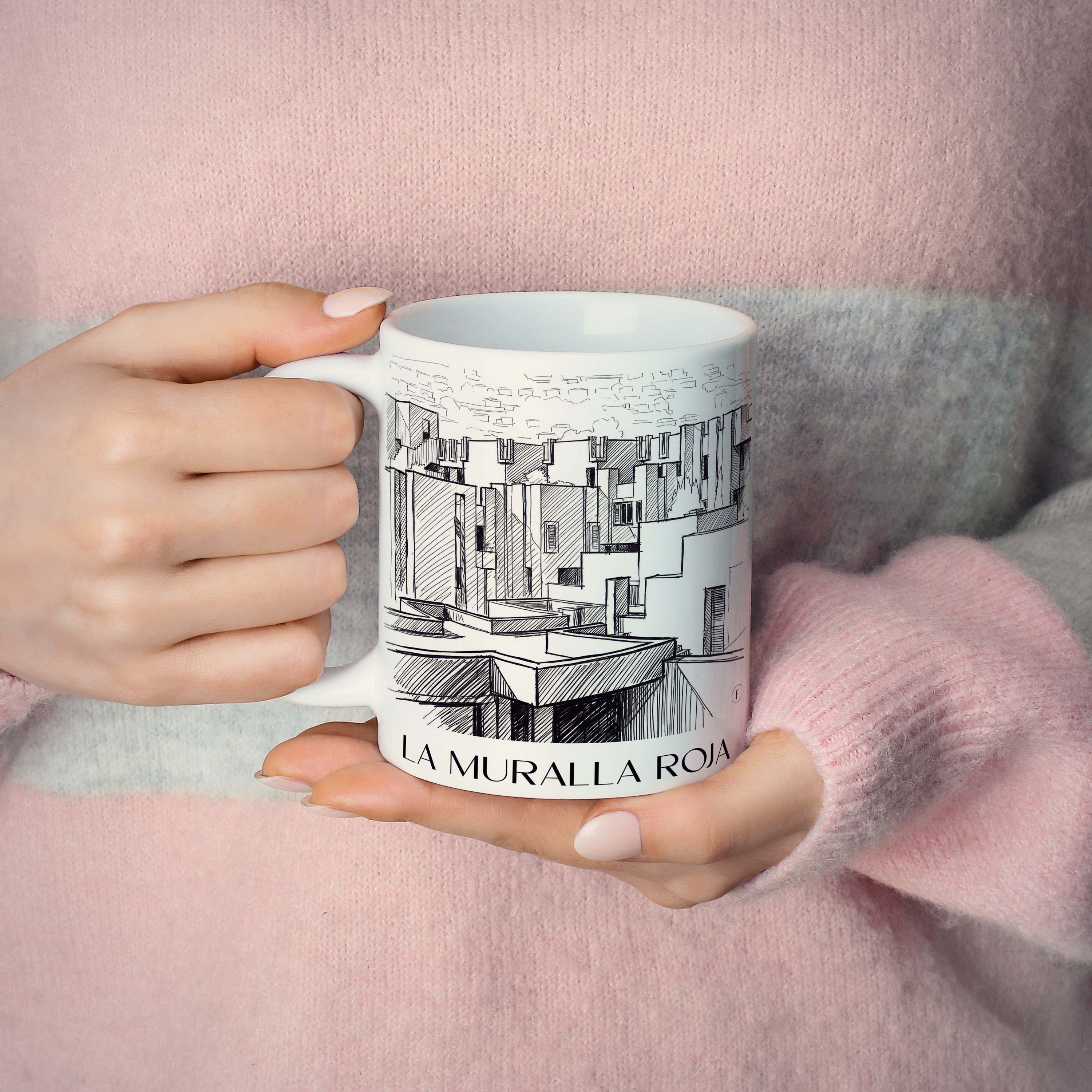 la-muralla-roja-calpe-spanien-kaffeebecher-skizze