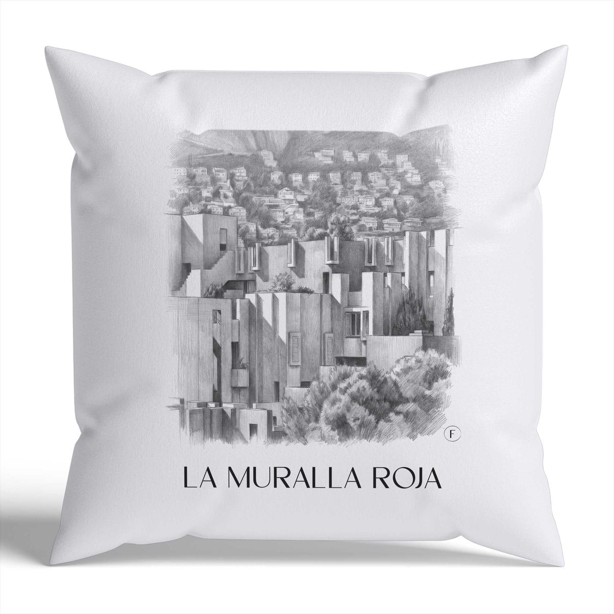 la-muralla-roja-calpe-spanien-kissenbezug-bleistift-zeichnung-drawing