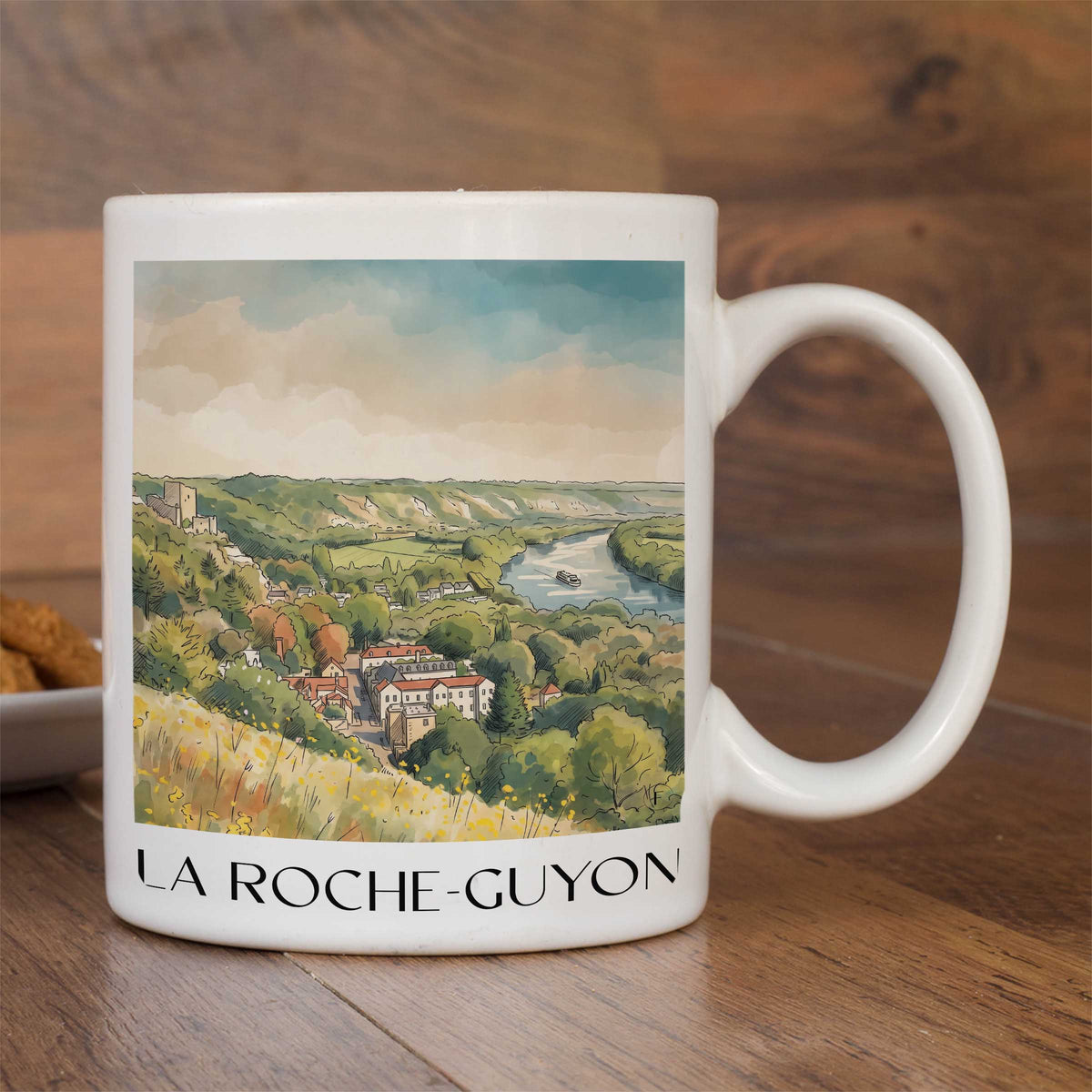 la-roche-guyon-vexin-français-frankreich-kaffeebecher-aquarell