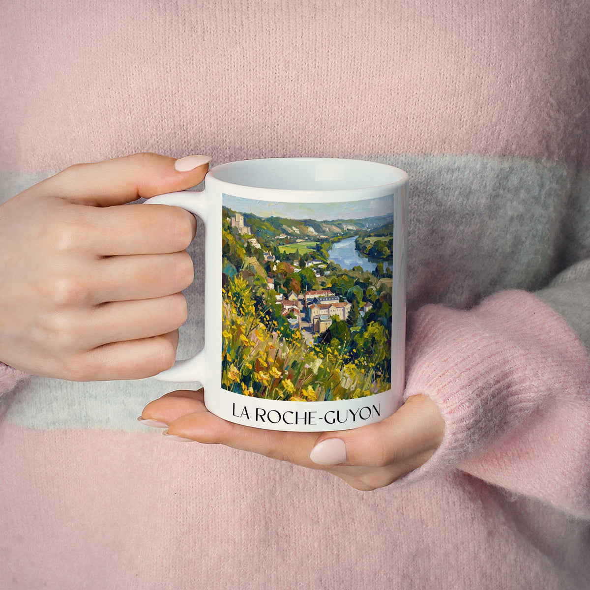 la-roche-guyon-vexin-français-frankreich-kaffeebecher-oil-painting-oelgemaelde