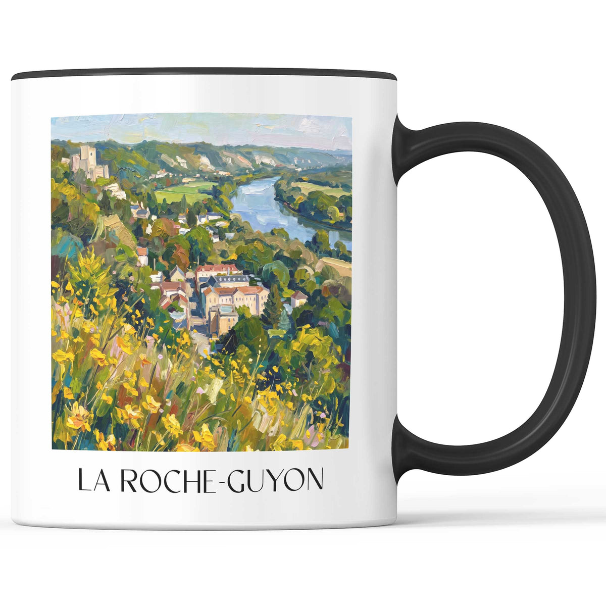 La Roche-Guyon Kaffeebecher - Vexin Français - Frankreich Becher - Kaffeetasse im Ölgemälde Stil - favplace