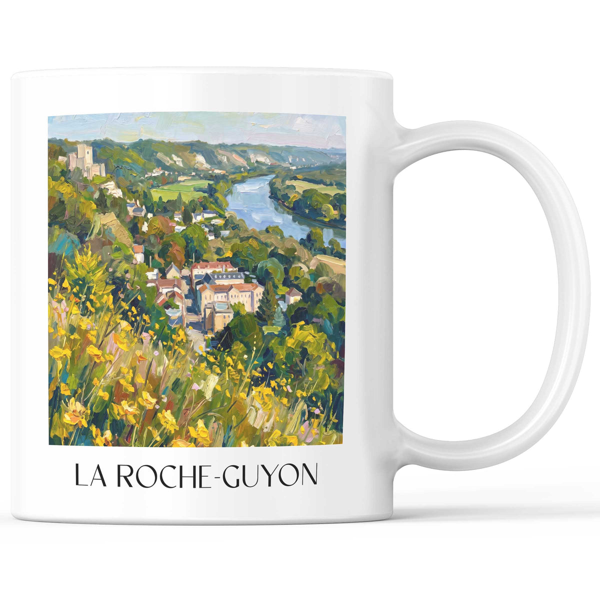 La Roche-Guyon Kaffeebecher - Vexin Français - Frankreich Becher - Kaffeetasse im Ölgemälde Stil - favplace