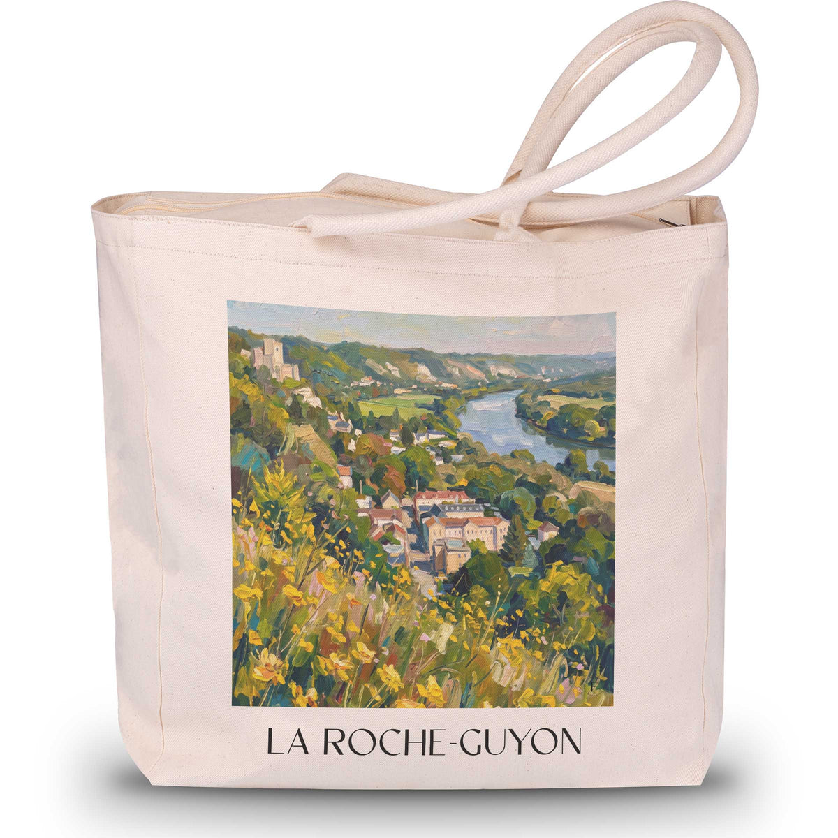 la-roche-guyon-vexin-français-frankreich-einkaufstasche-oil-painting-oelgemaelde