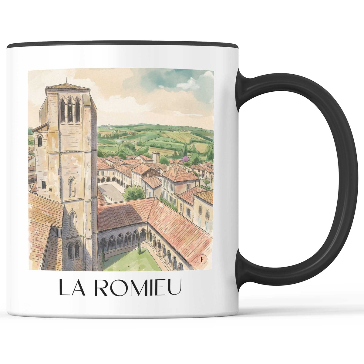 la-romieu-lomagne-gersoise-frankreich-kaffeebecher-aquarell