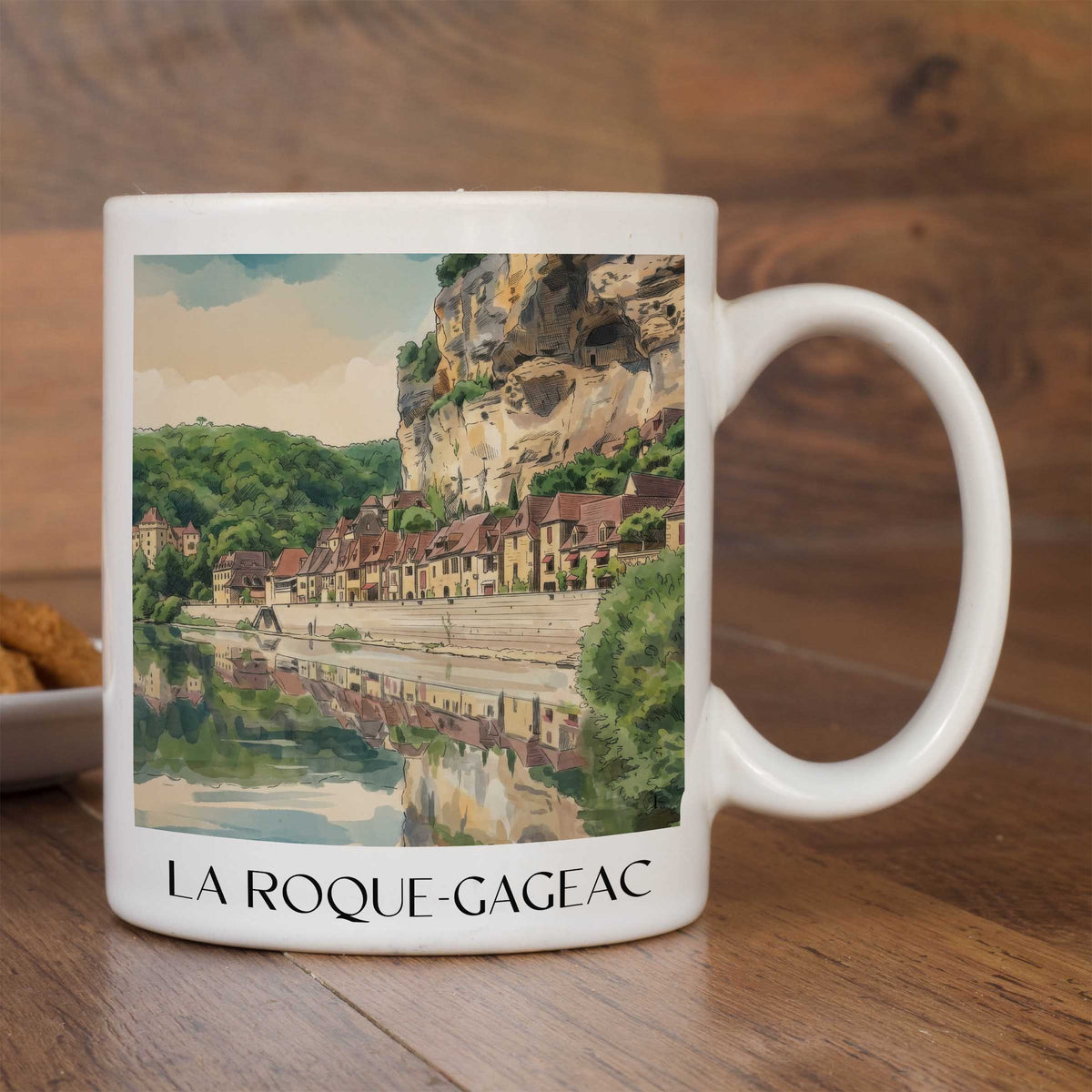 la-roque-gageac-vallée-de-la-dordogne-frankreich-kaffeebecher-aquarell