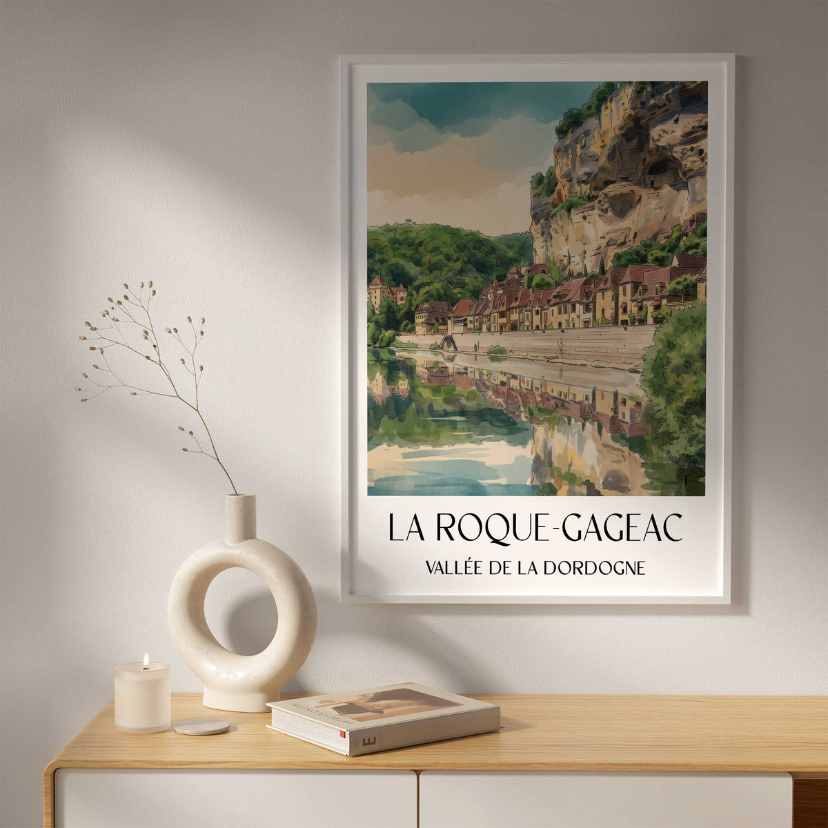 la-roque-gageac-vallée-de-la-dordogne-frankreich-poster-aquarell