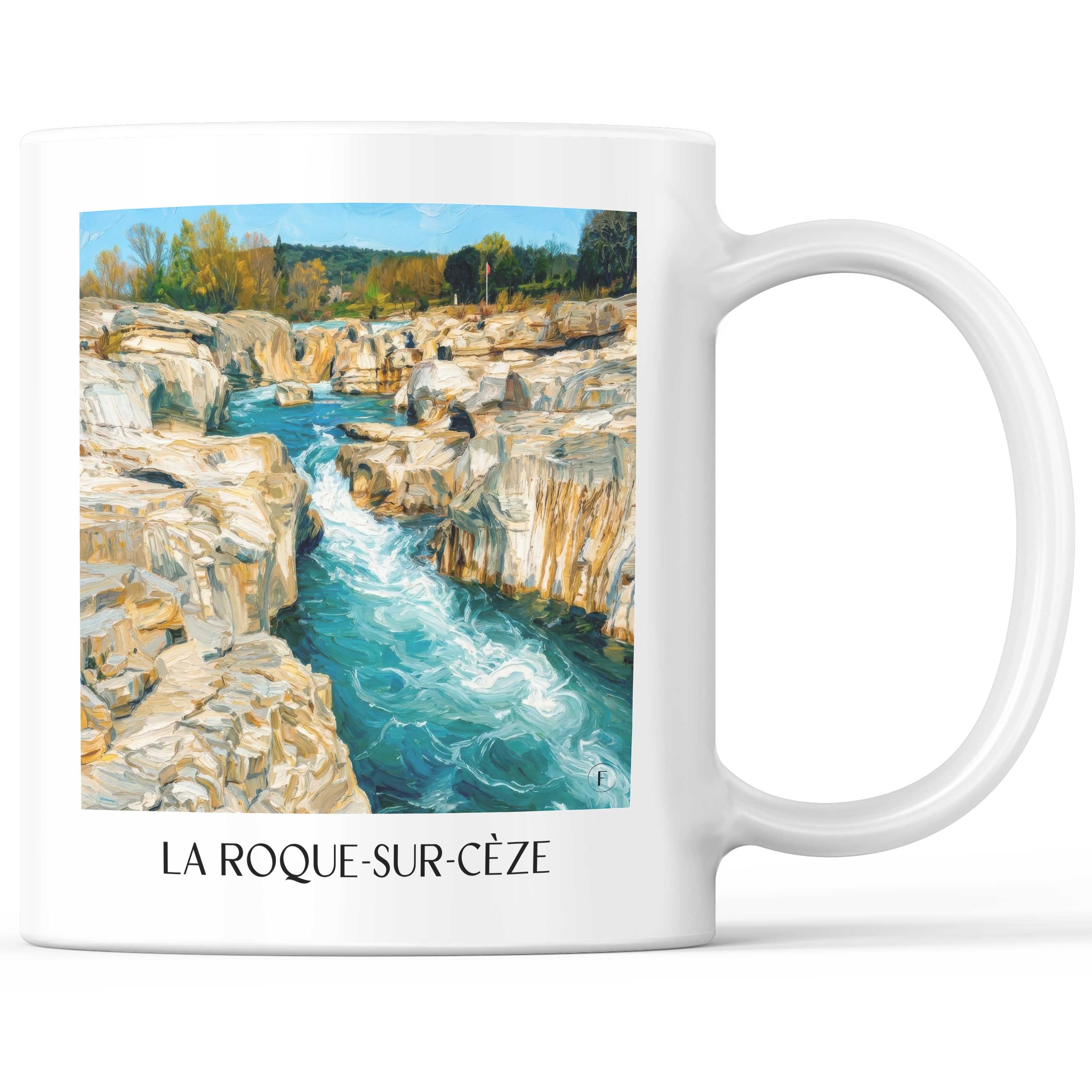 la-roque-sur-cèze-okzitanien-frankreich-kaffeebecher-oil-painting-oelgemaelde