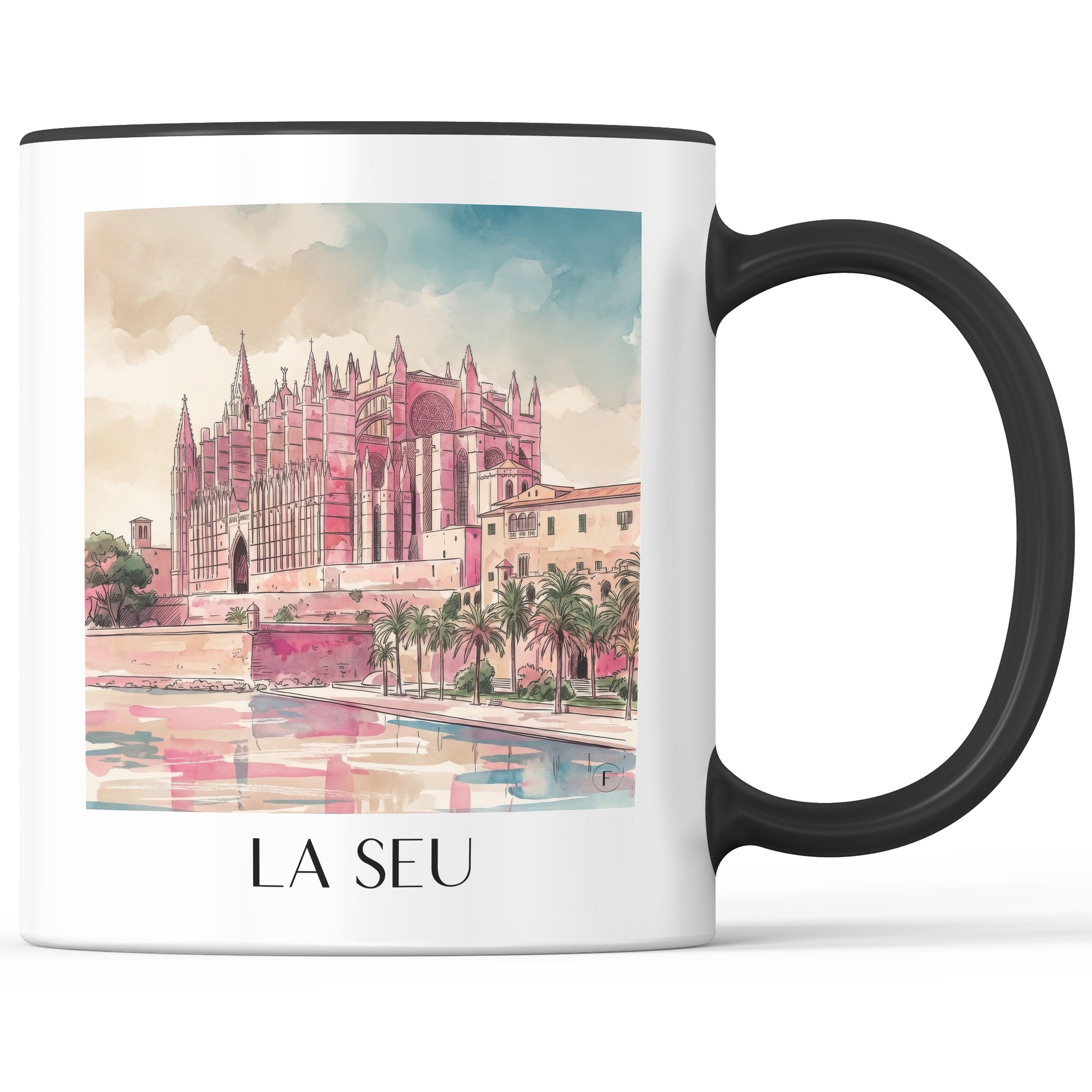 la-seu-mallorca-spanien-kaffeebecher-aquarell-pink-rosa