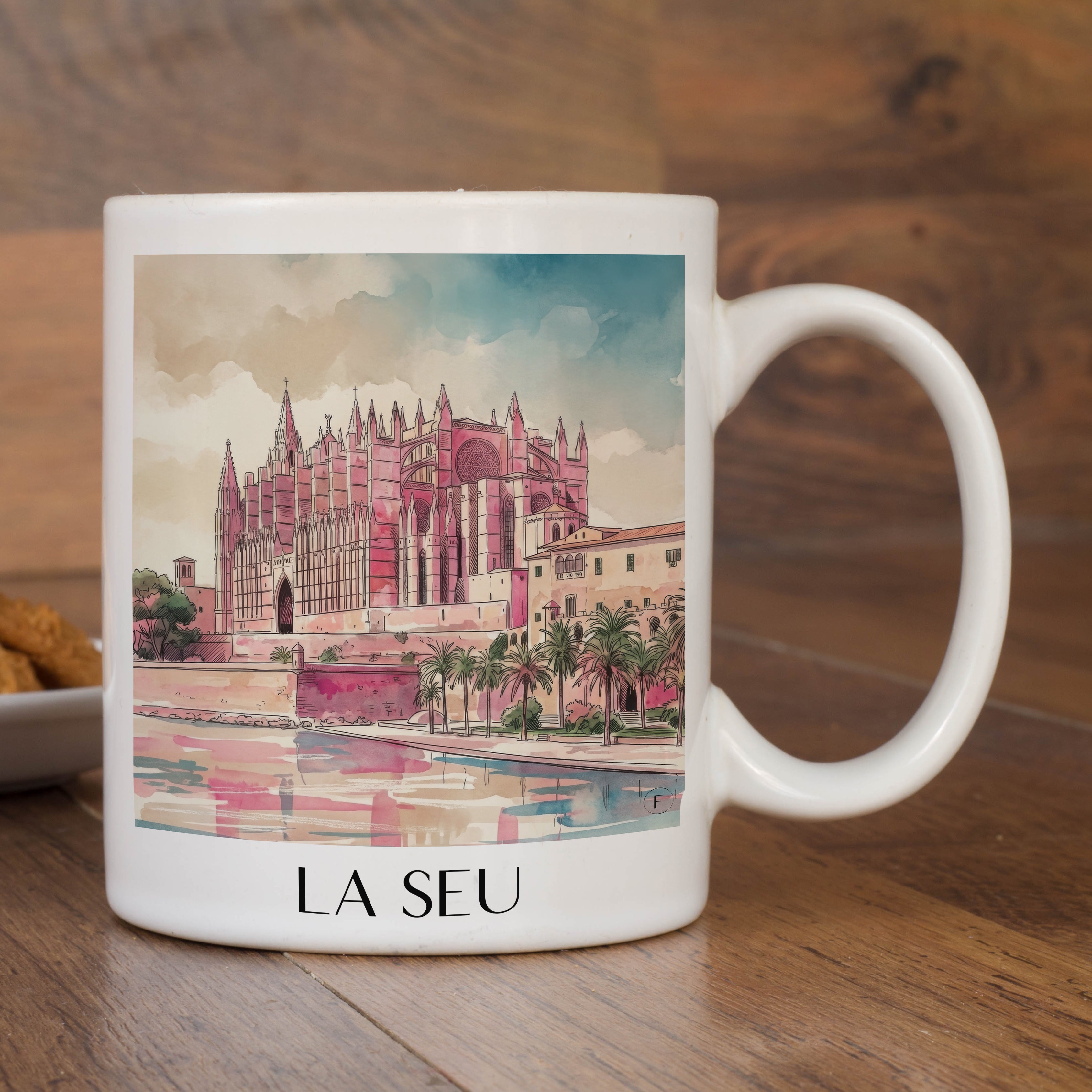 la-seu-mallorca-spanien-kaffeebecher-aquarell-pink-rosa