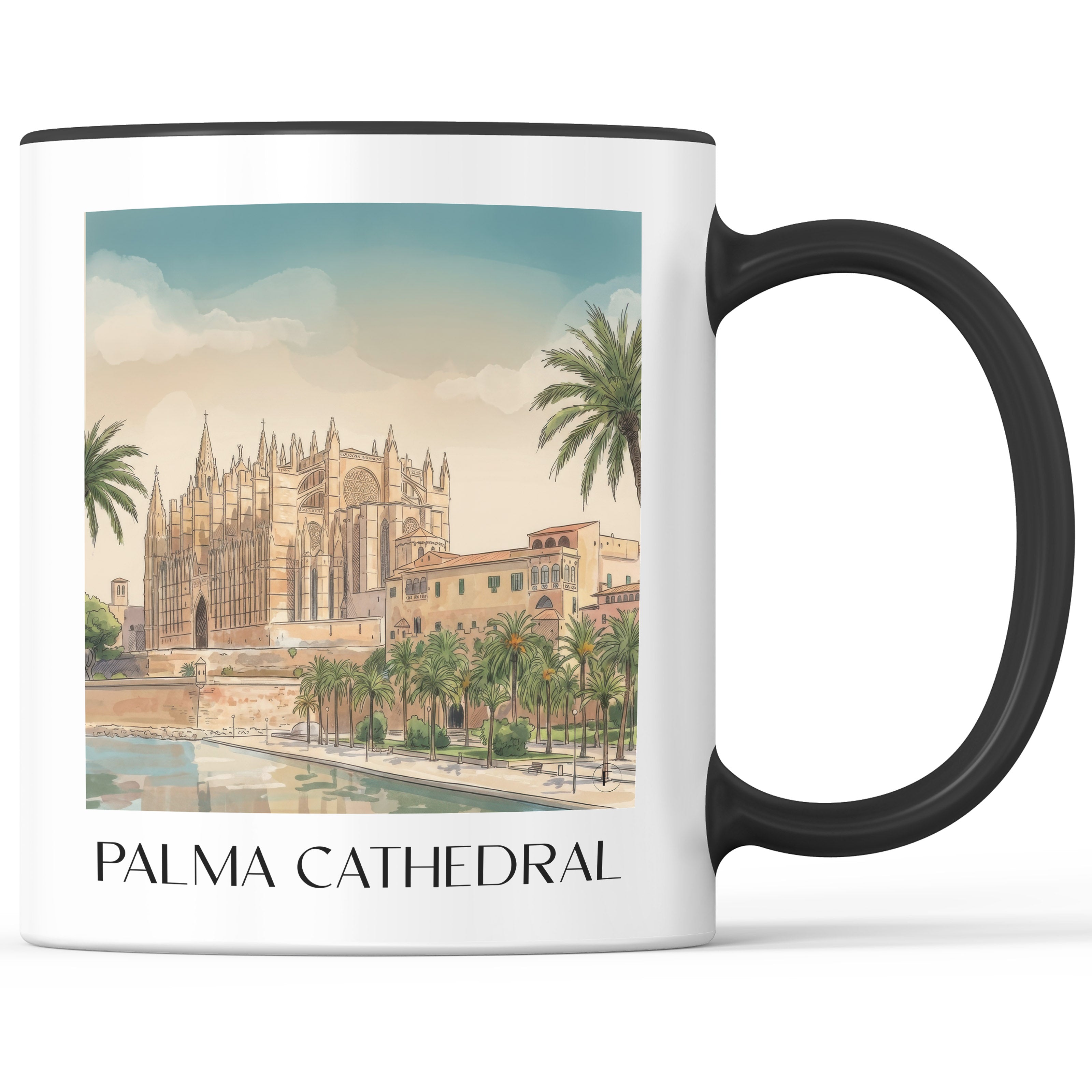 La Seu Kaffeebecher - Mallorca - Spanien Becher - Kaffeetasse im Aquarell Stil - favplace