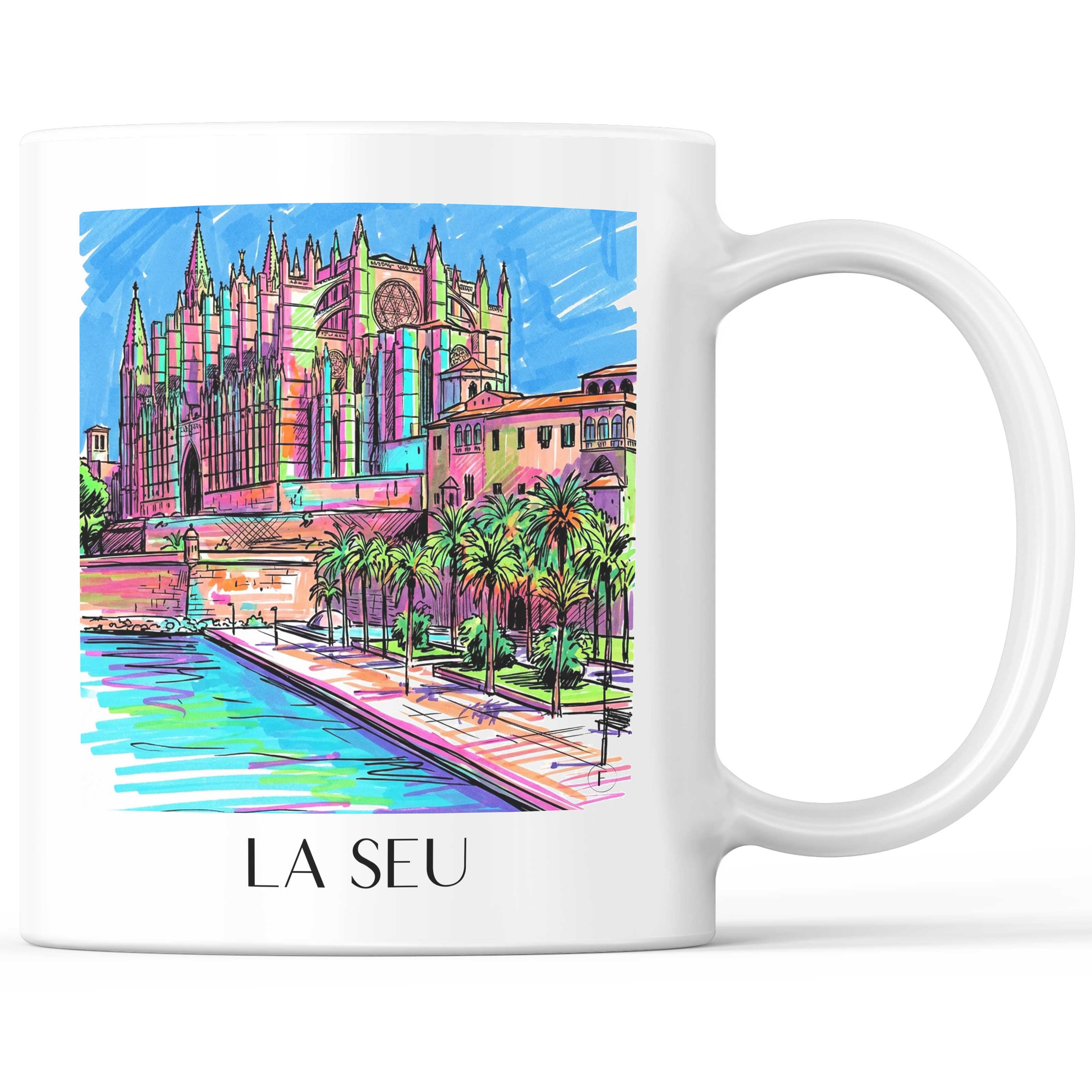 La Seu Kaffeebecher - Mallorca - Spanien Becher - Kaffeetasse im Tag Graffiti Stil - favplace