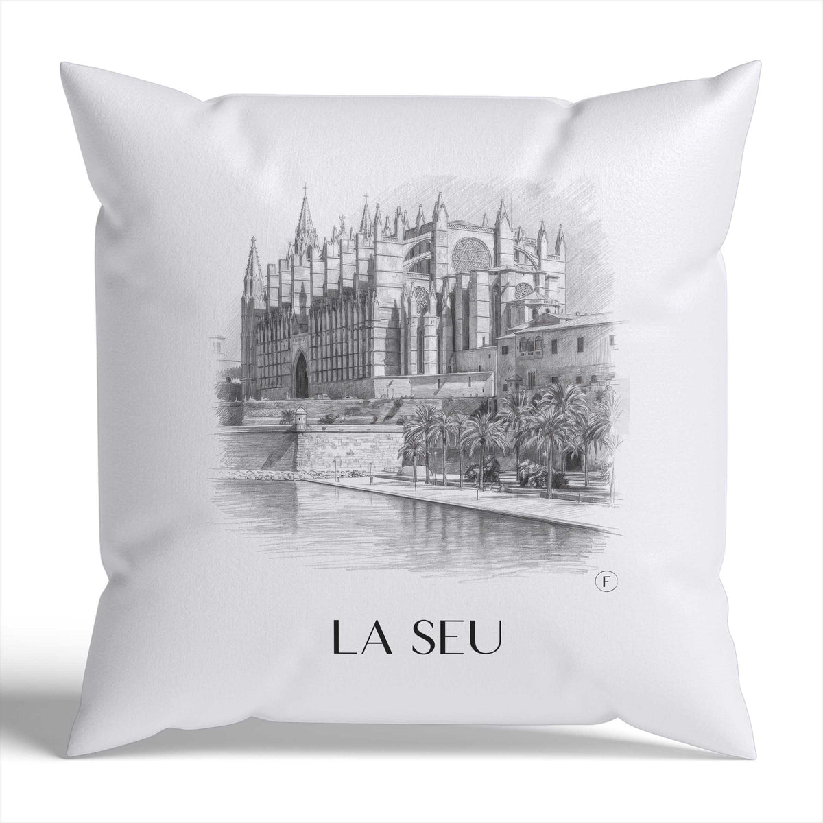 La Seu Kissenhülle - Zierkissen Bezug - Mallorca - Spanien Kissen bzw. Kissenbezug im Zeichnung Stil - favplace