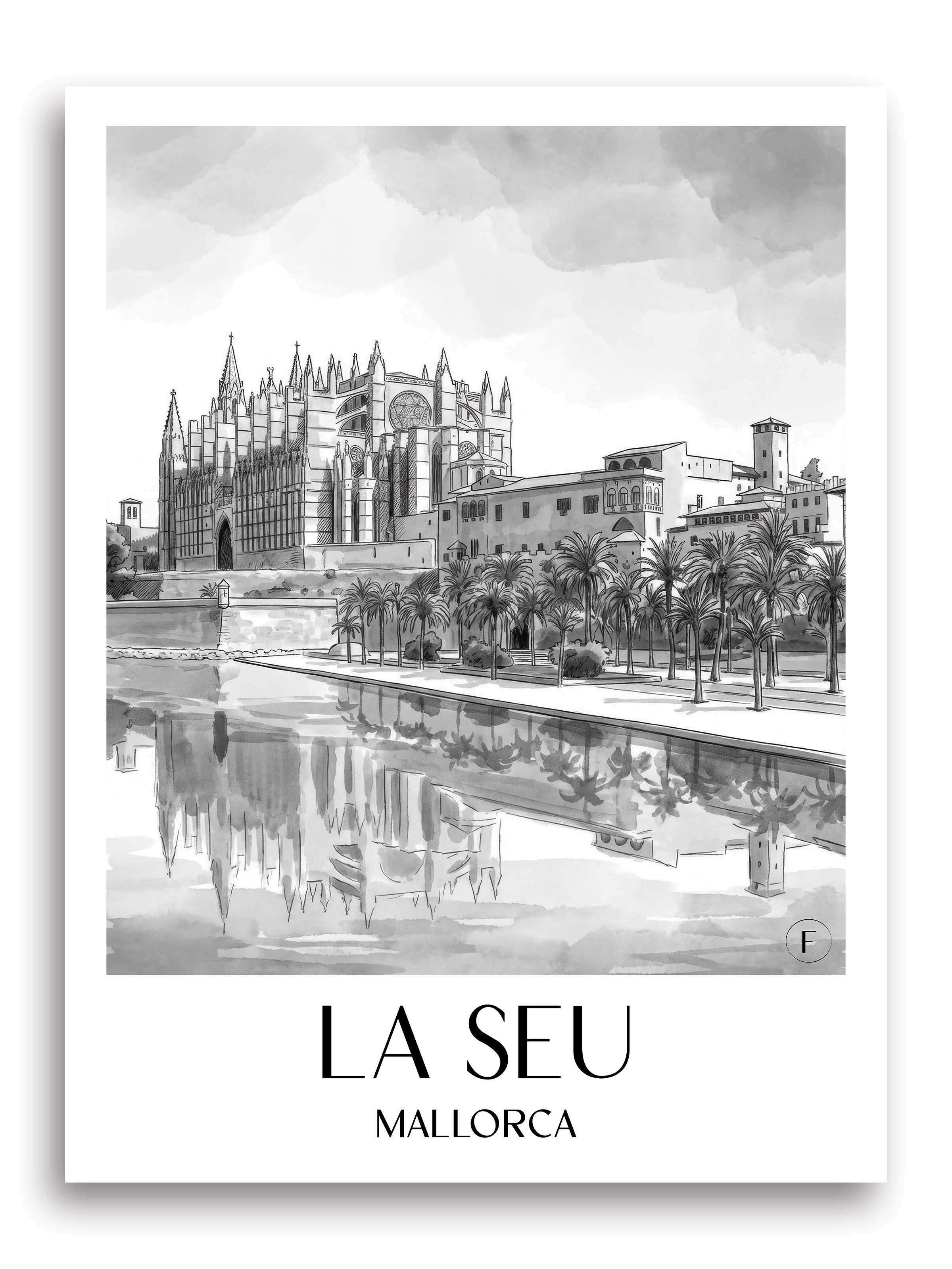 la-seu-mallorca-spanien-poster-aquarell-schwarz-weiss