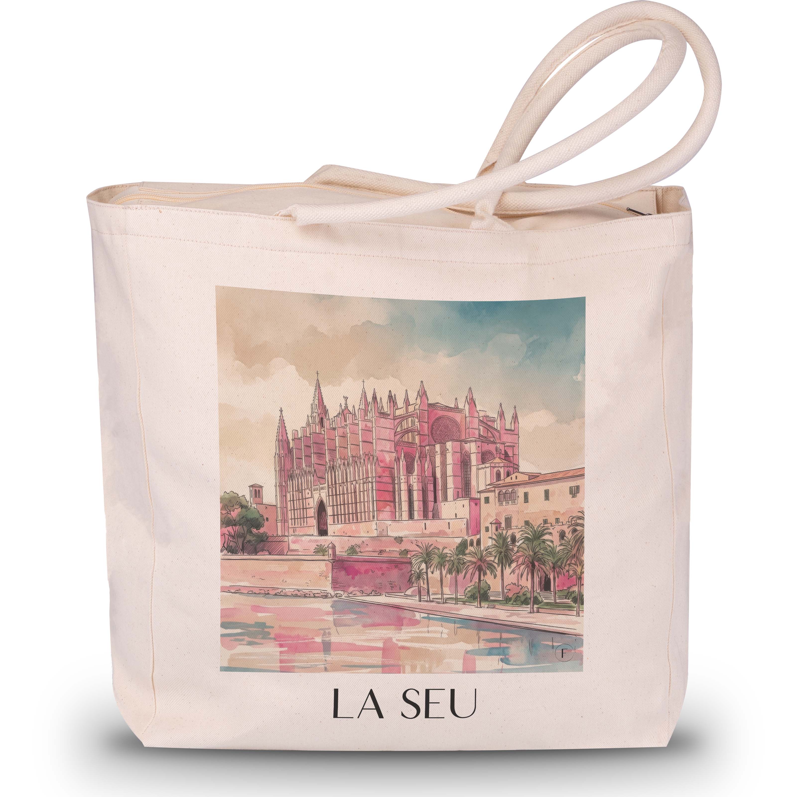 la-seu-mallorca-spanien-einkaufstasche-aquarell-pink-rosa