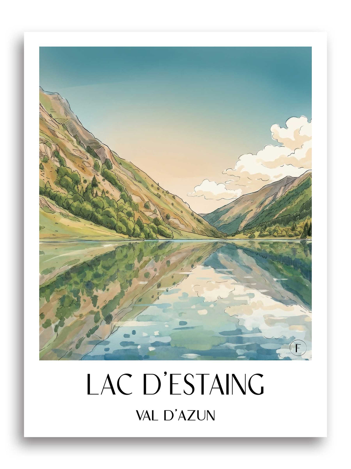 lac-d'estaing-val-d'azun-frankreich-poster-aquarell