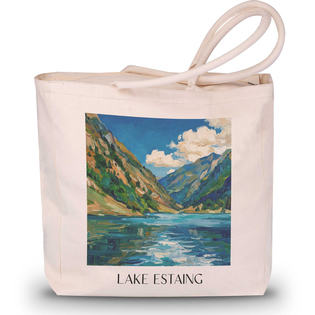 Lac d'Estaing Shopping Tasche - Val d'Azun - Frankreich Tote Bag - Einkaufstasche im Ölgemälde Stil - favplace
