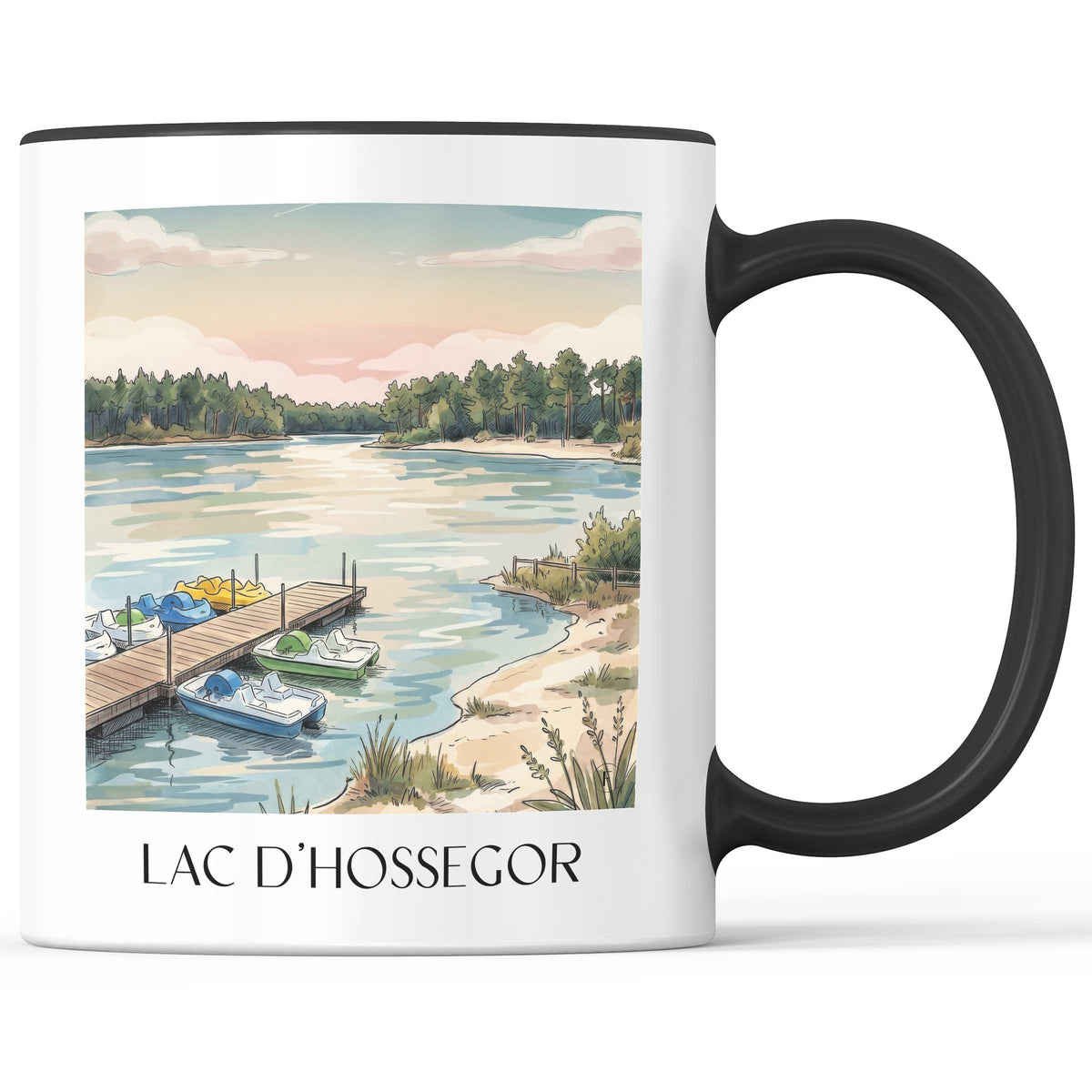 lac-d'hossegor-côte-landaise-frankreich-kaffeebecher-aquarell