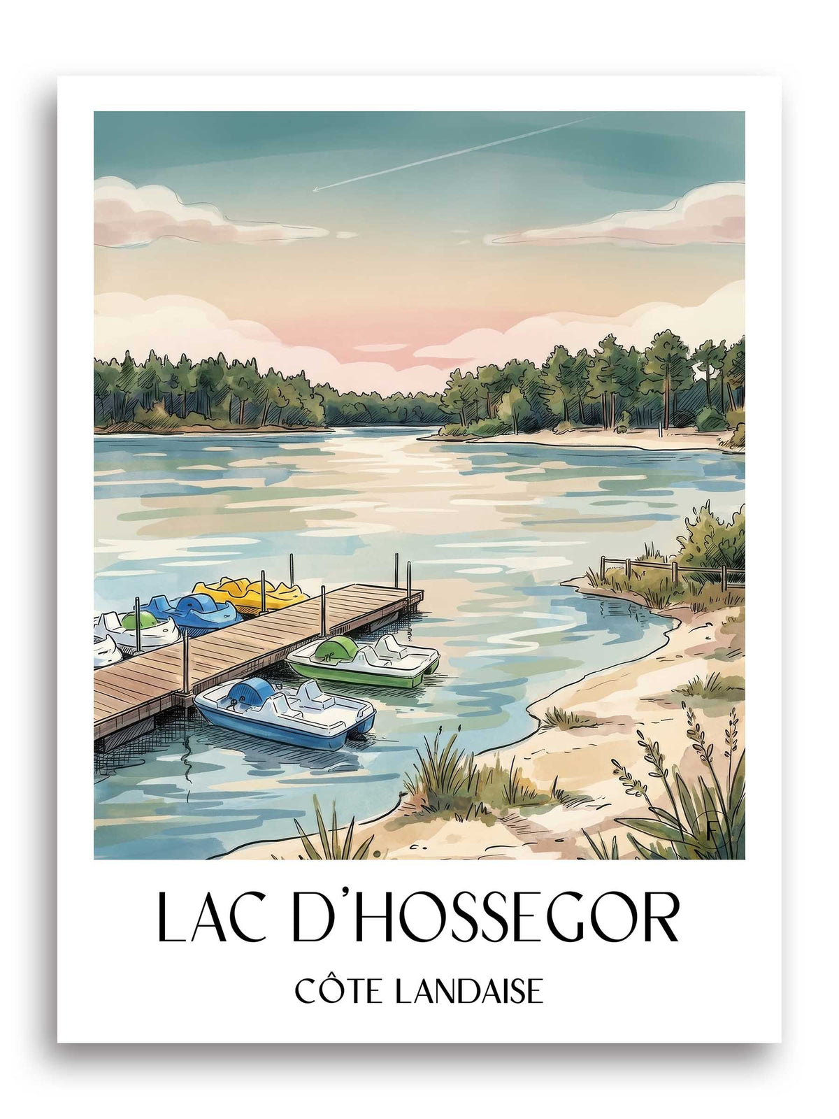 lac-d'hossegor-côte-landaise-frankreich-poster-aquarell