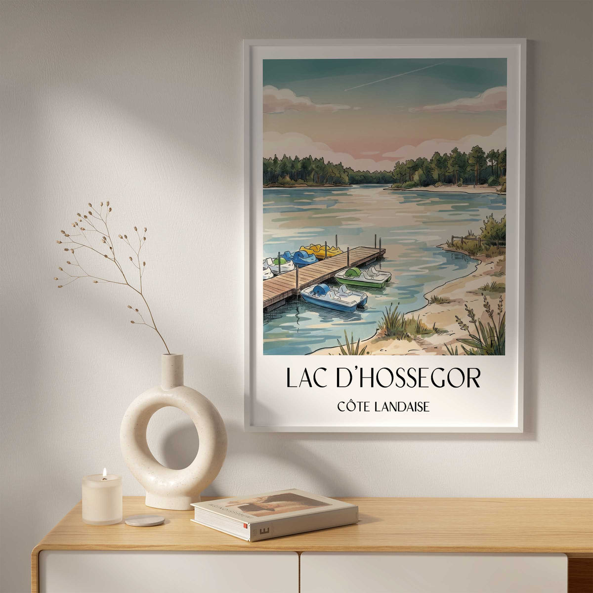 lac-d'hossegor-côte-landaise-frankreich-poster-aquarell