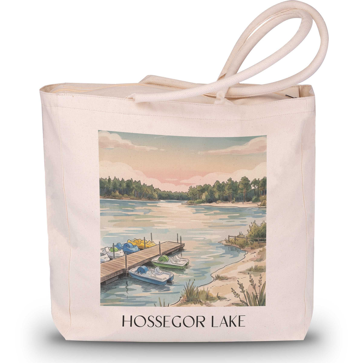 Lac d'Hossegor Shopping Tasche - Côte Landaise - Frankreich Tote Bag - Einkaufstasche im Aquarell Stil - favplace