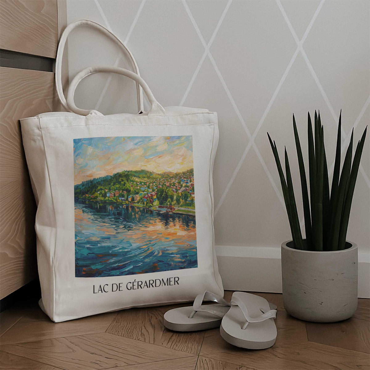 lac-de-gérardmer-vosges-frankreich-einkaufstasche-oil-painting-oelgemaelde