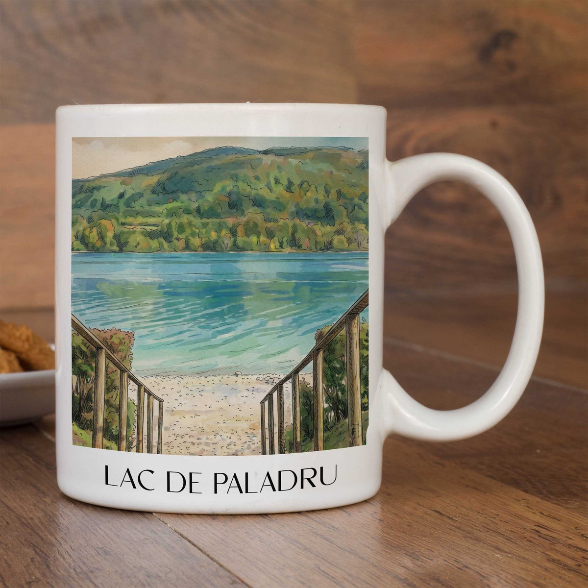lac-de-paladru-isère-frankreich-kaffeebecher-aquarell