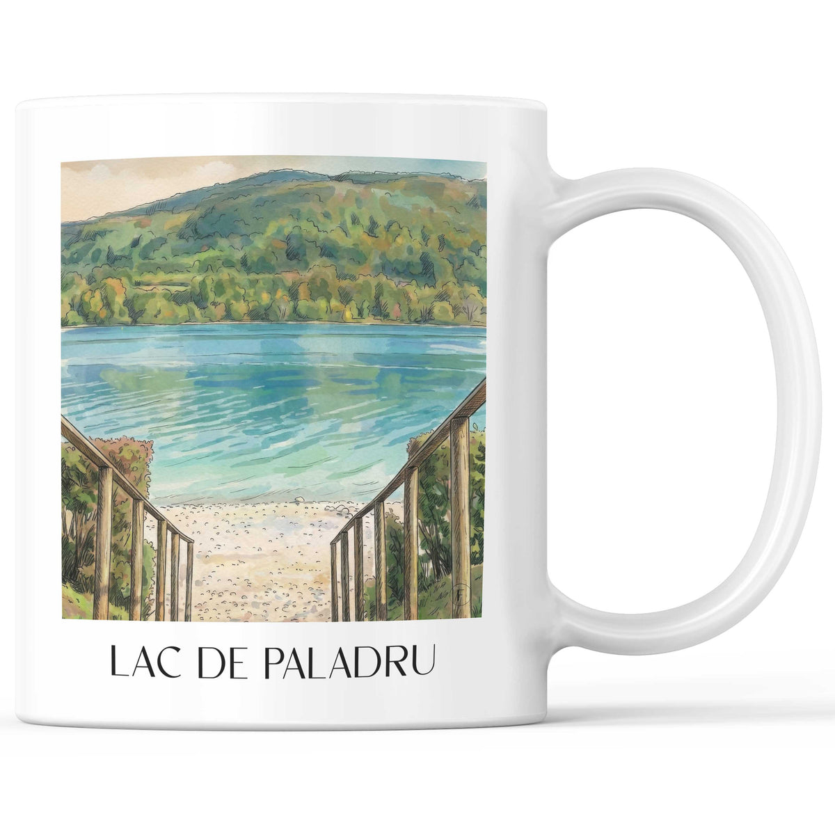 Lac de Paladru Kaffeebecher - Isère - Frankreich Becher - Kaffeetasse im Aquarell Stil - favplace