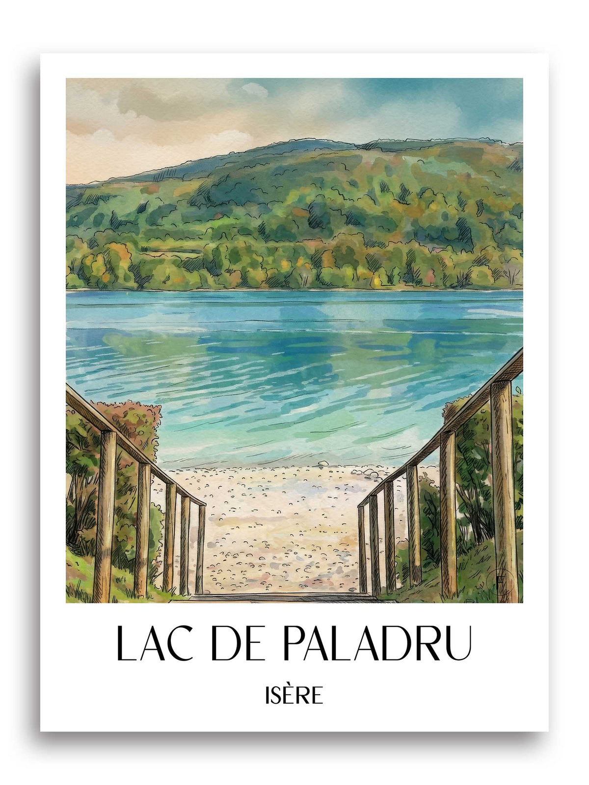 lac-de-paladru-isère-frankreich-poster-aquarell