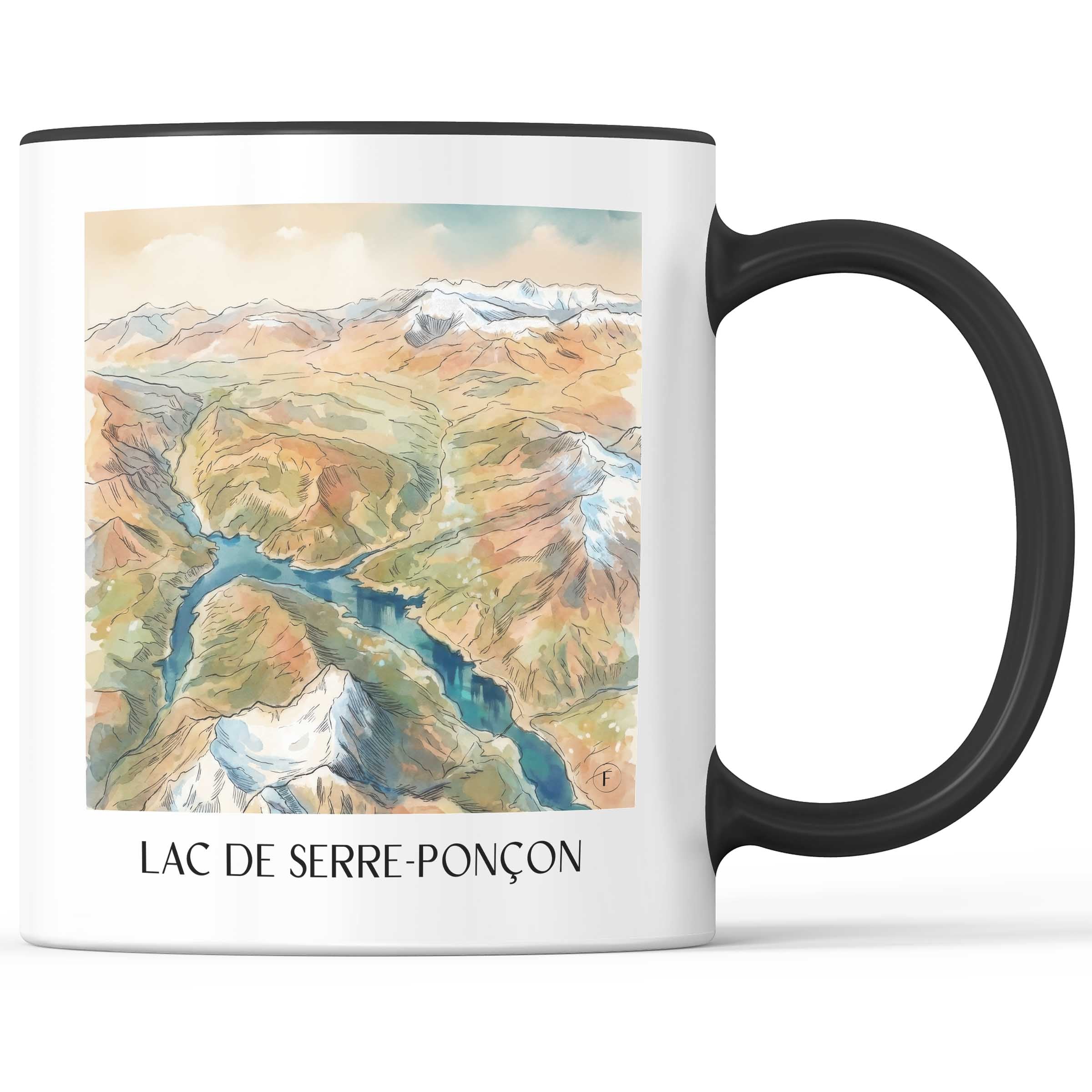 lac-de-serre-ponçon-provence-frankreich-kaffeebecher-aquarell