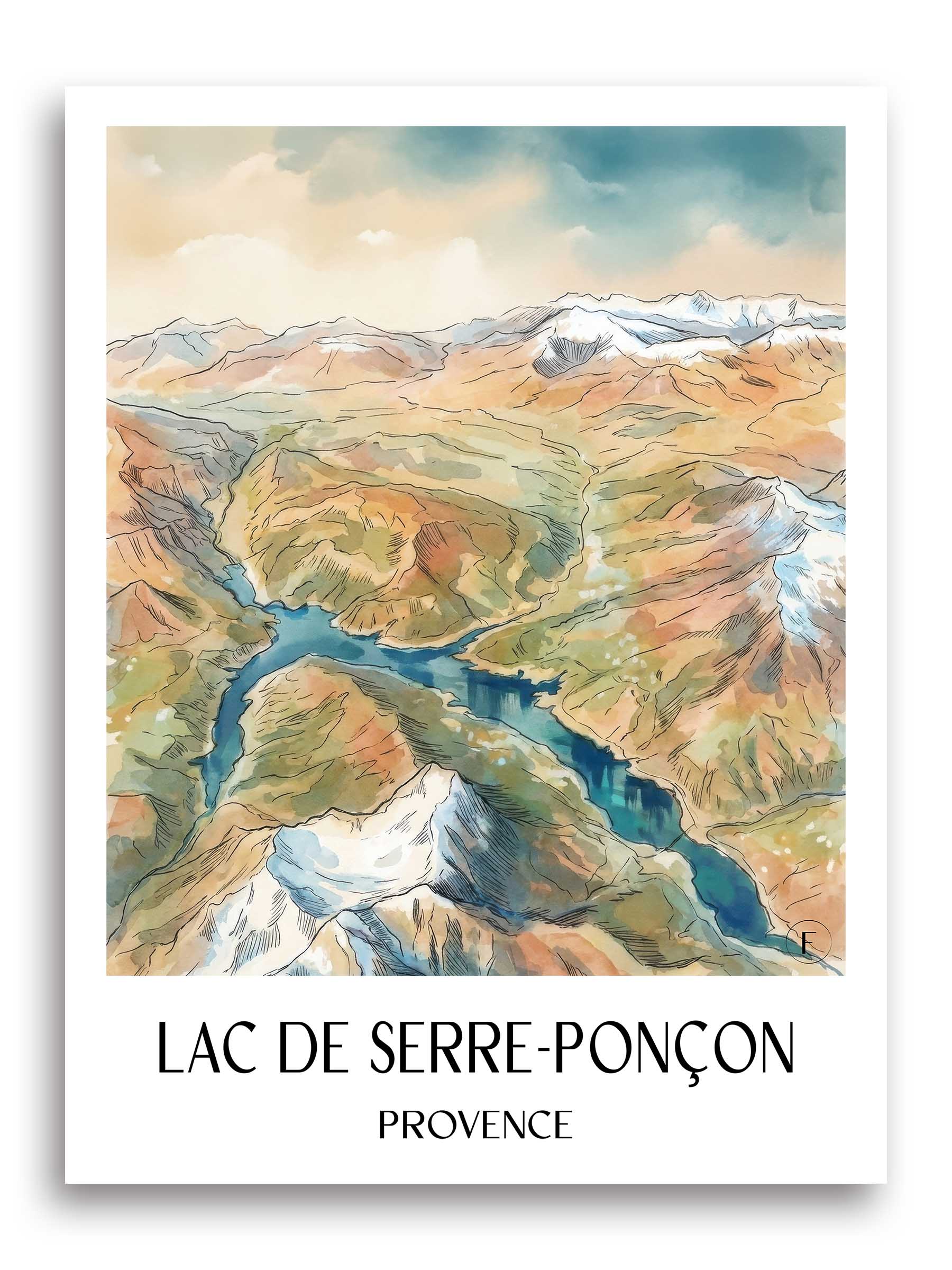 lac-de-serre-ponçon-provence-frankreich-poster-aquarell