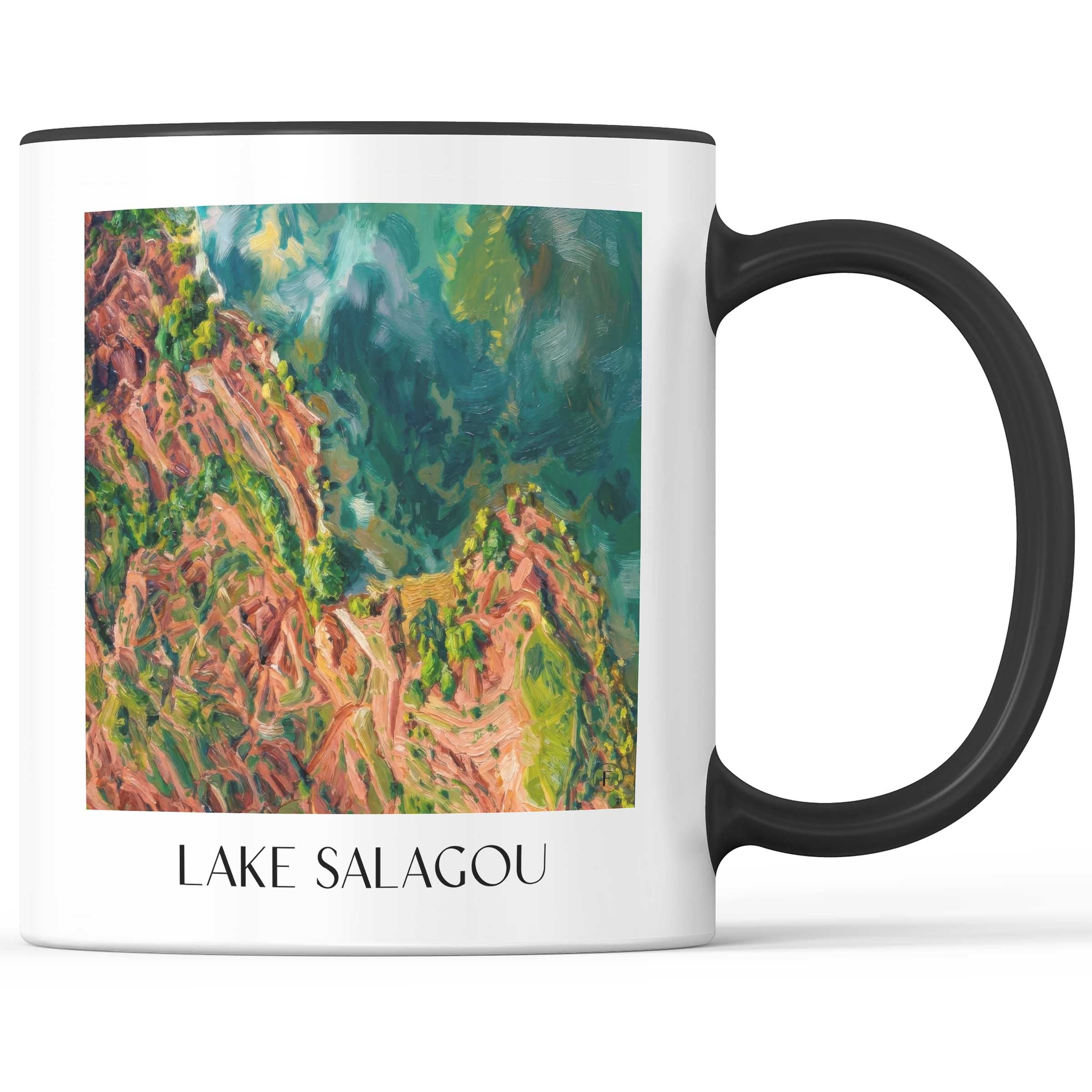 Lac du Salagou Kaffeebecher - Okzitanien - Frankreich Becher - Kaffeetasse im Ölgemälde Stil - favplace