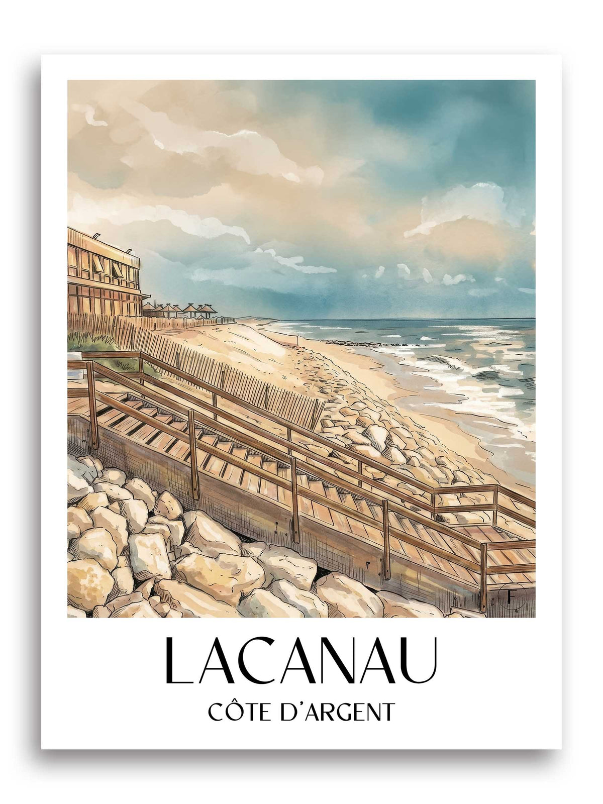 lacanau-côte-d'argent-frankreich-poster-aquarell