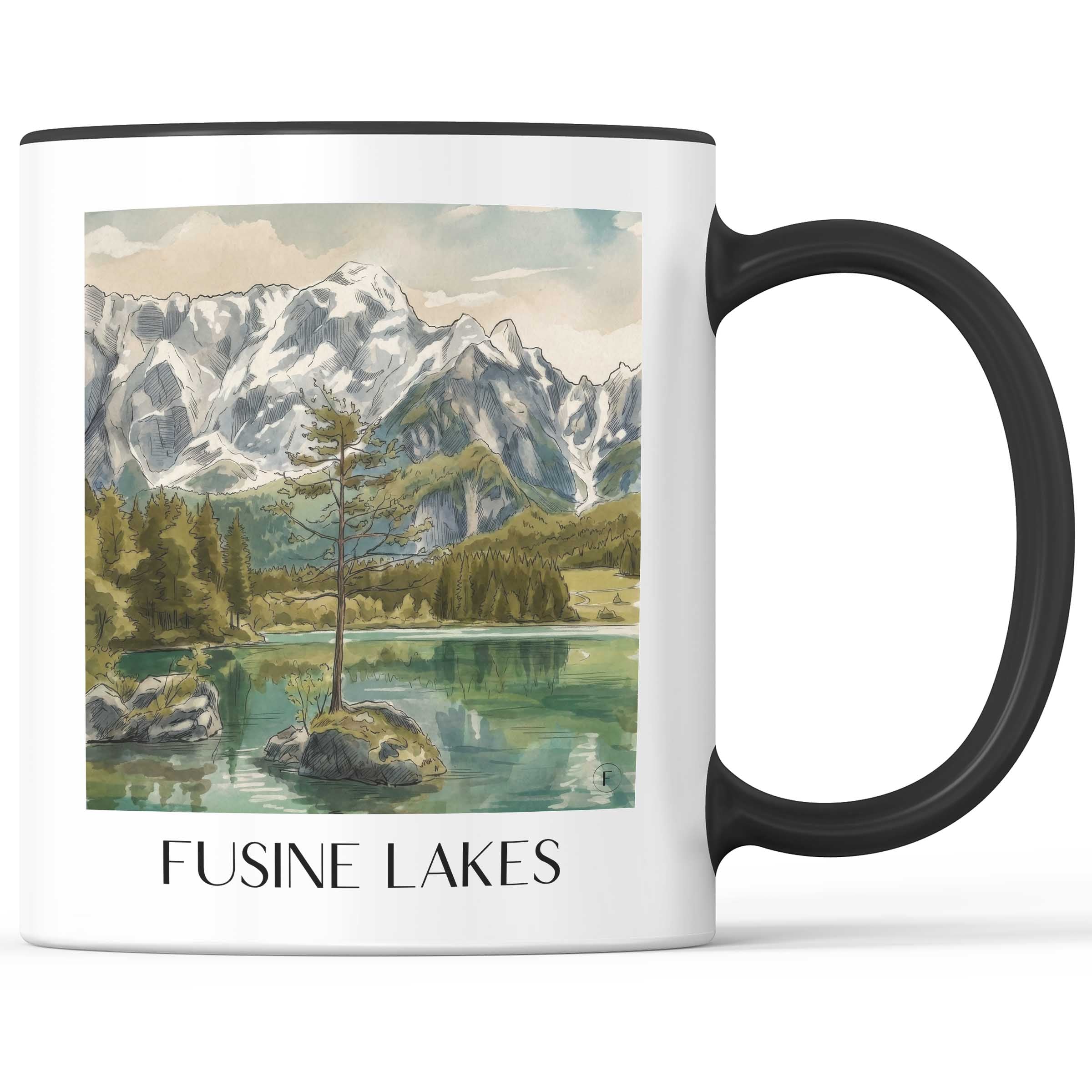 Laghi di Fusine Kaffeebecher - Friaul-Julisch Venetien - Italien Becher - Kaffeetasse im Aquarell Stil - favplace