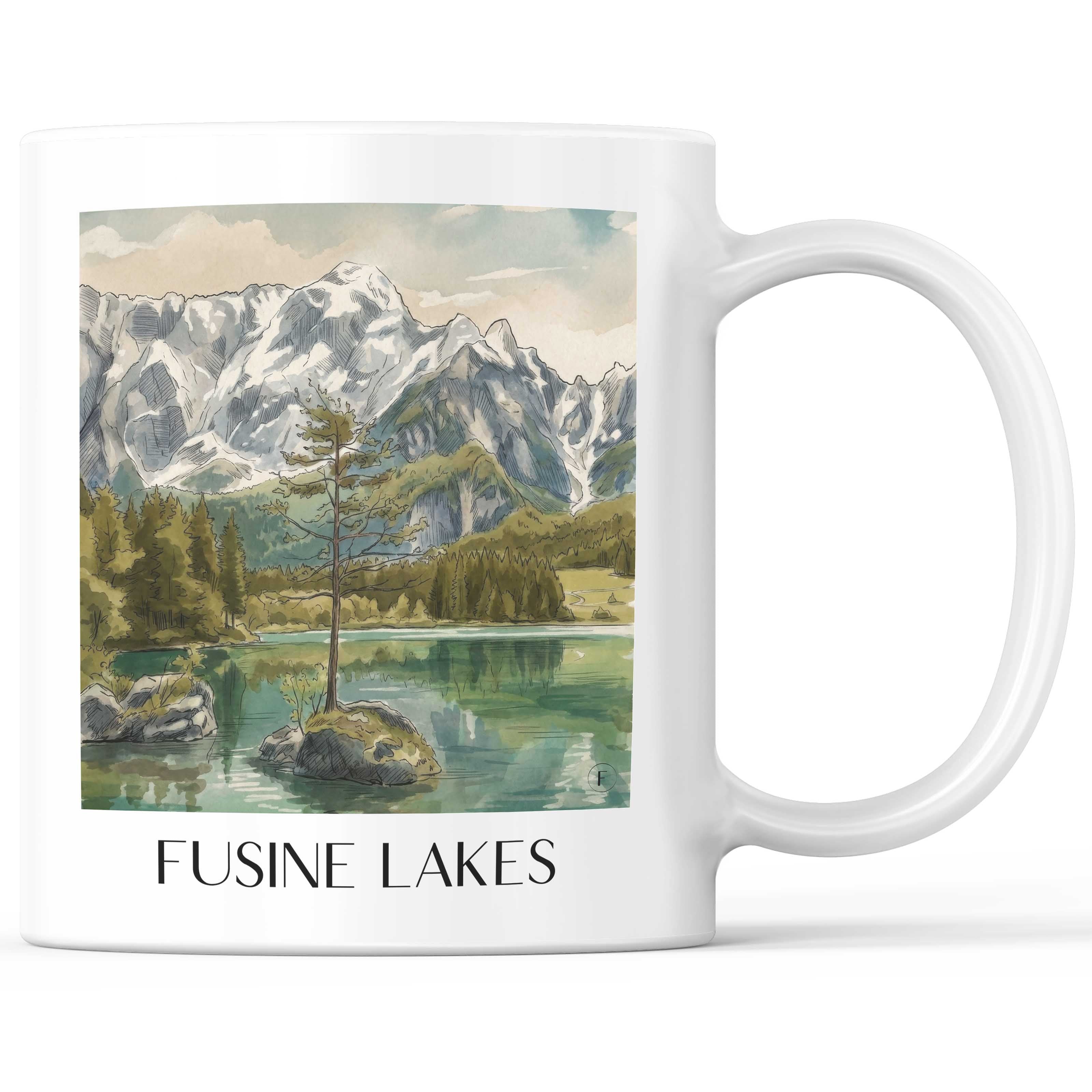 Laghi di Fusine Kaffeebecher - Friaul-Julisch Venetien - Italien Becher - Kaffeetasse im Aquarell Stil - favplace