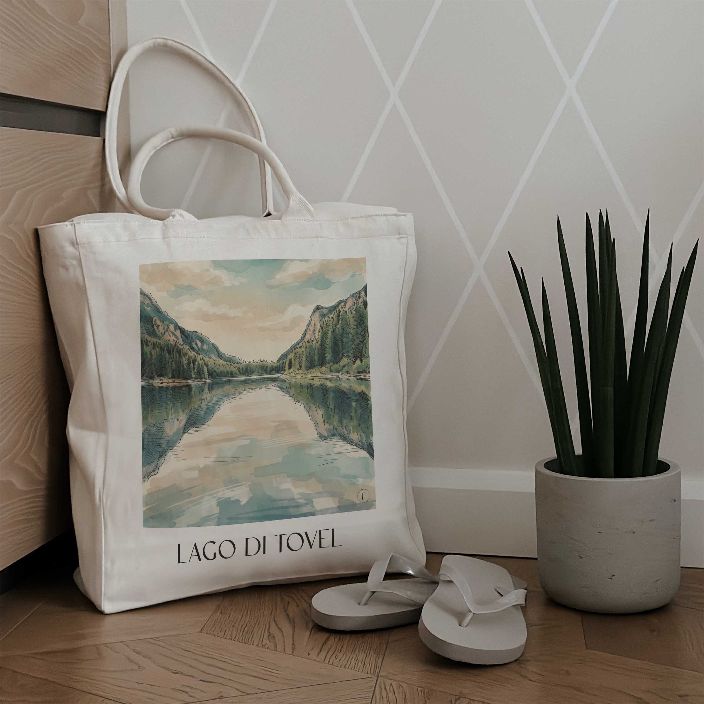 lago-di-tovel-trentino-italien-einkaufstasche-aquarell