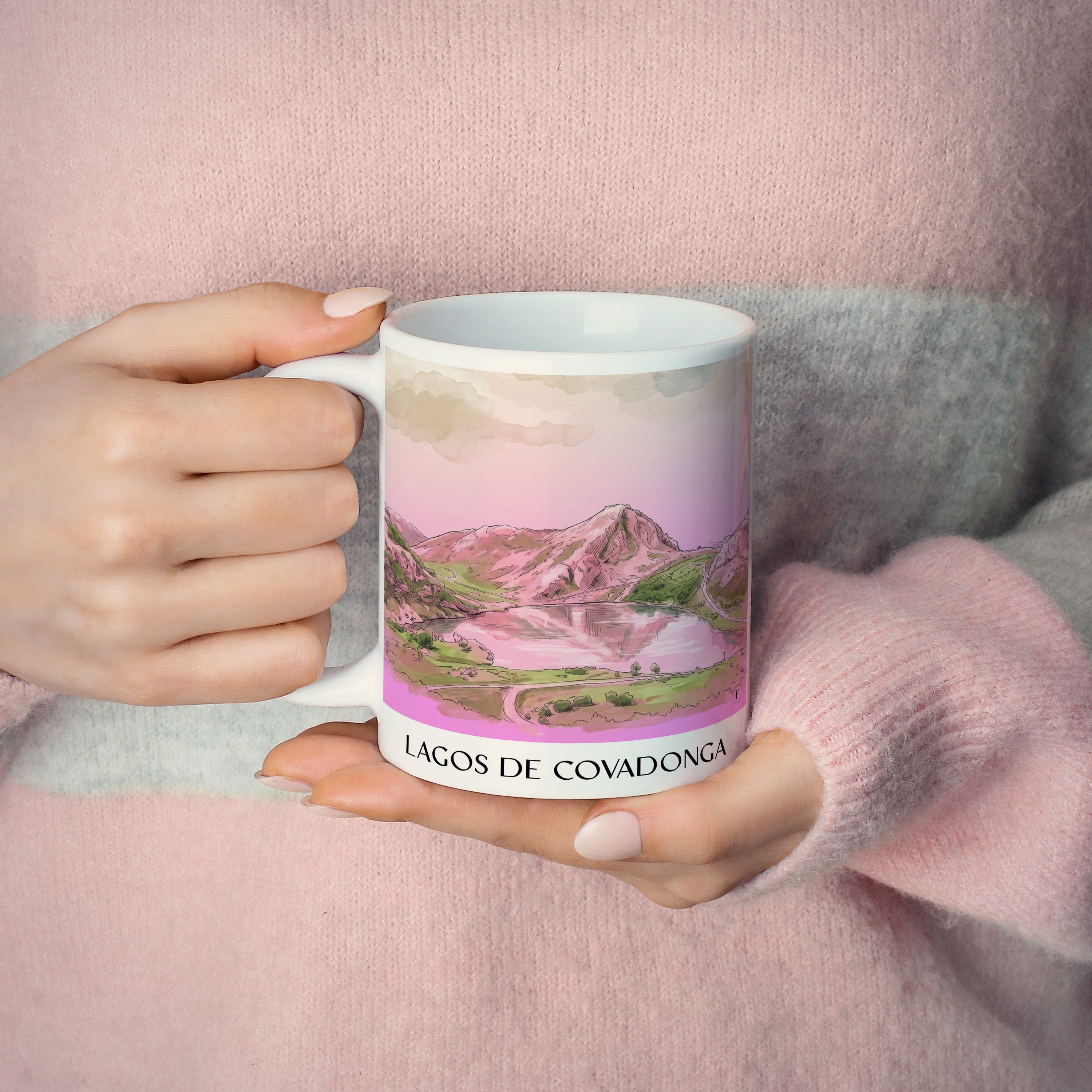 lagos-de-covadonga-asturien-spanien-kaffeebecher-aquarell-pink-rosa