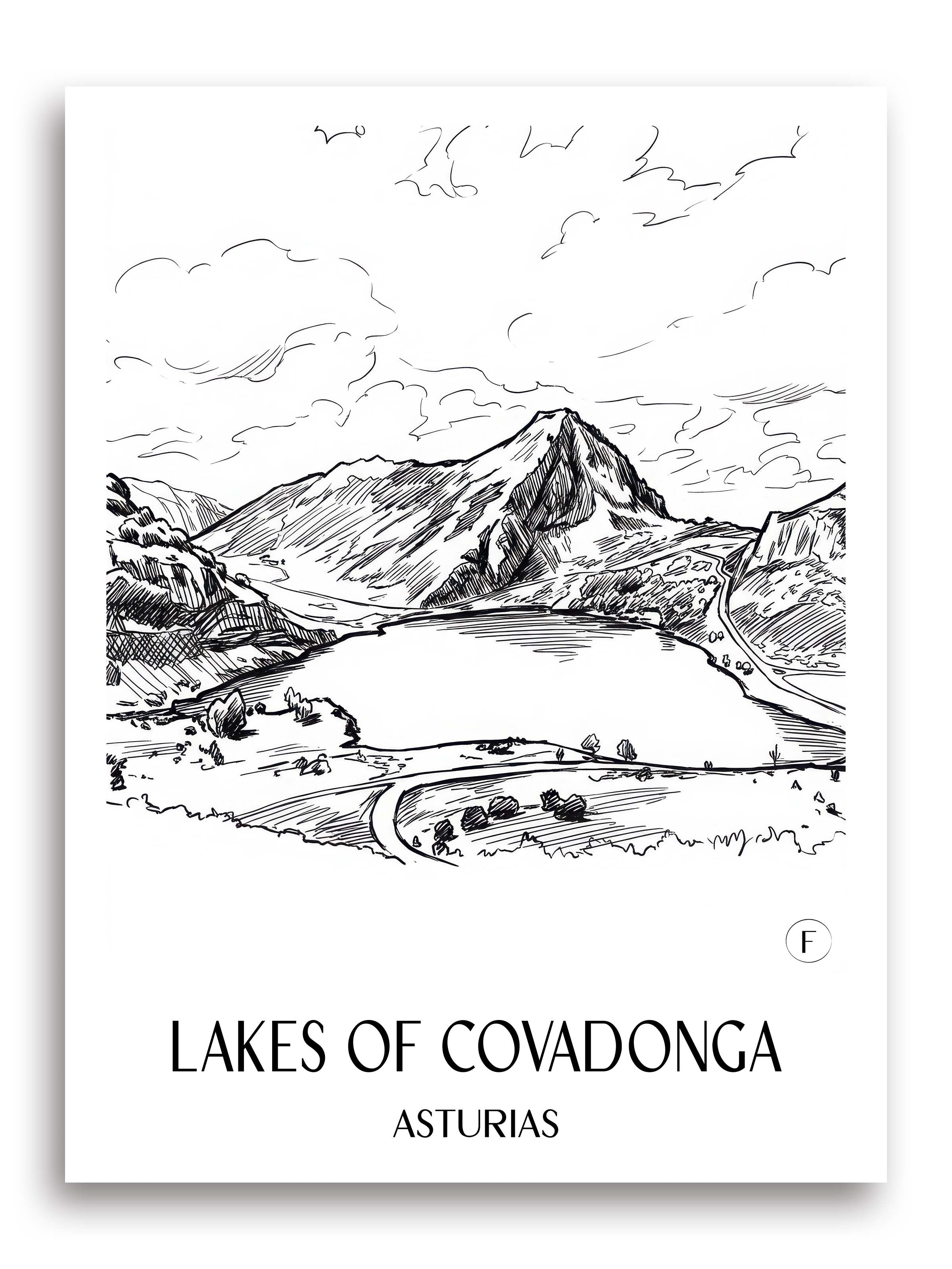 Lagos de Covadonga Poster - Asturien - Spanien Kunstdruck - Skizze von A4 bis A1 - favplace