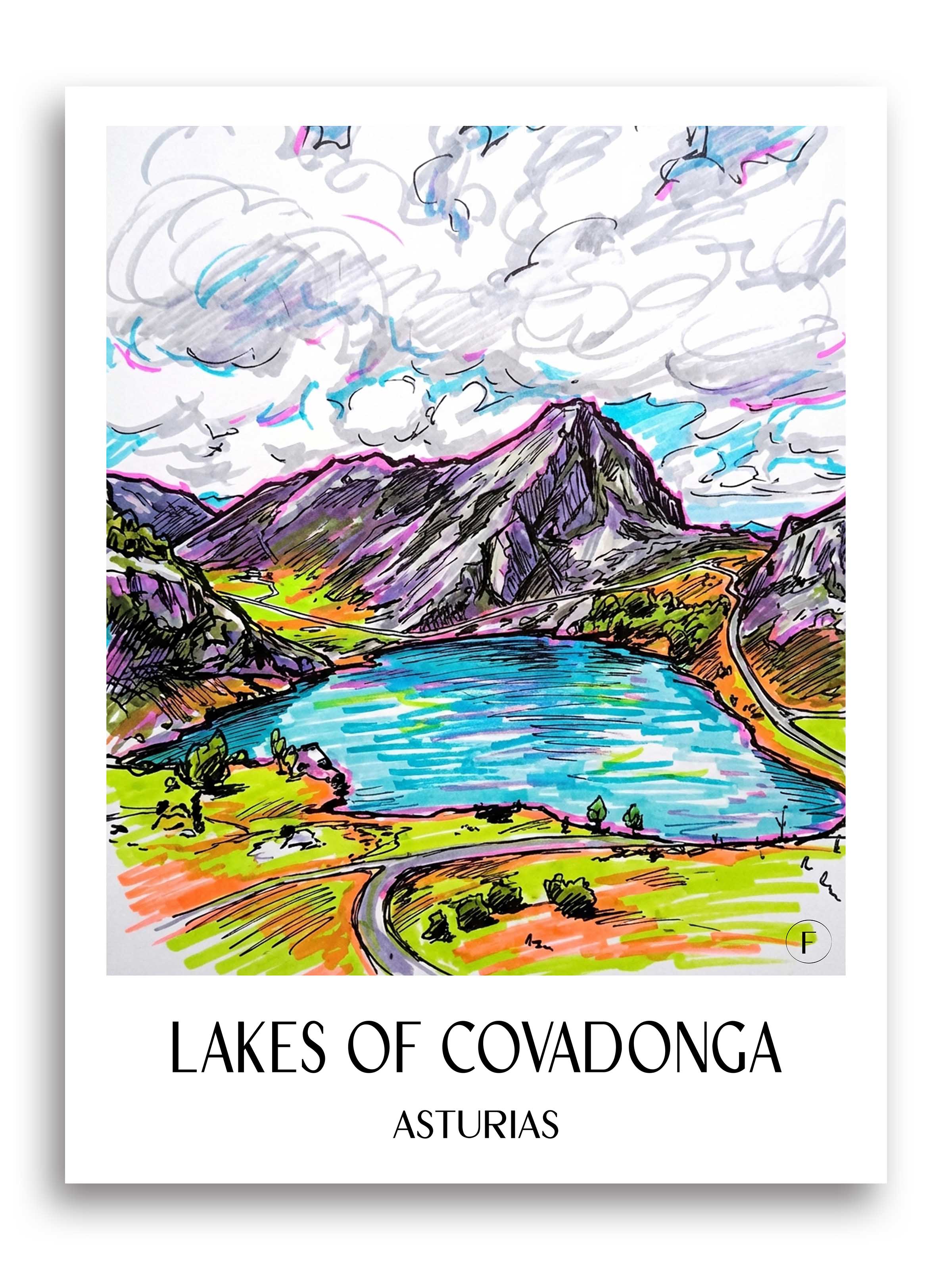 Lagos de Covadonga Poster - Asturien - Spanien Kunstdruck - Tag Graffiti von A4 bis A1 - favplace