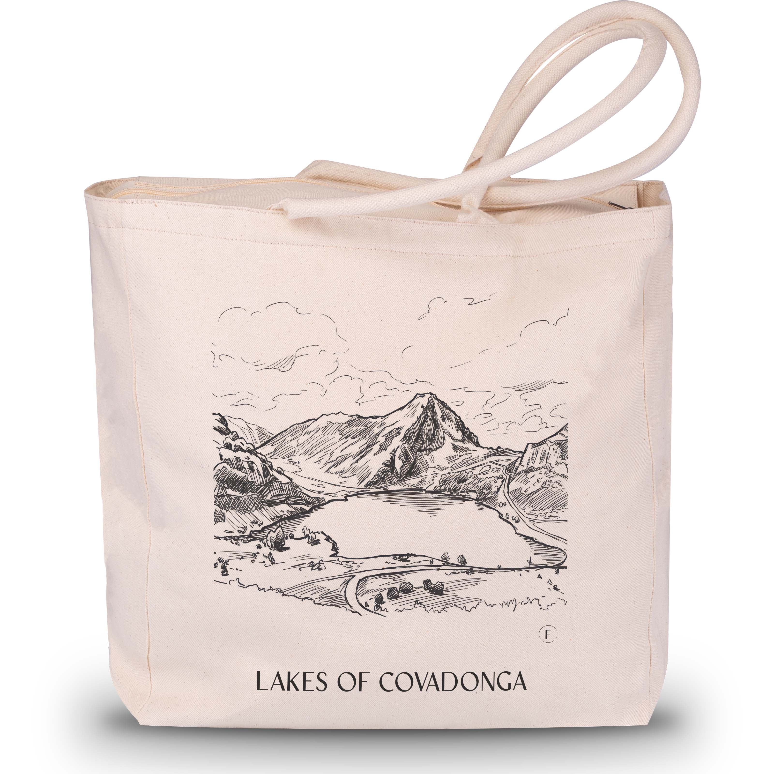 Lagos de Covadonga Shopping Tasche - Asturien - Spanien Tote Bag - Einkaufstasche im Skizze Stil - favplace