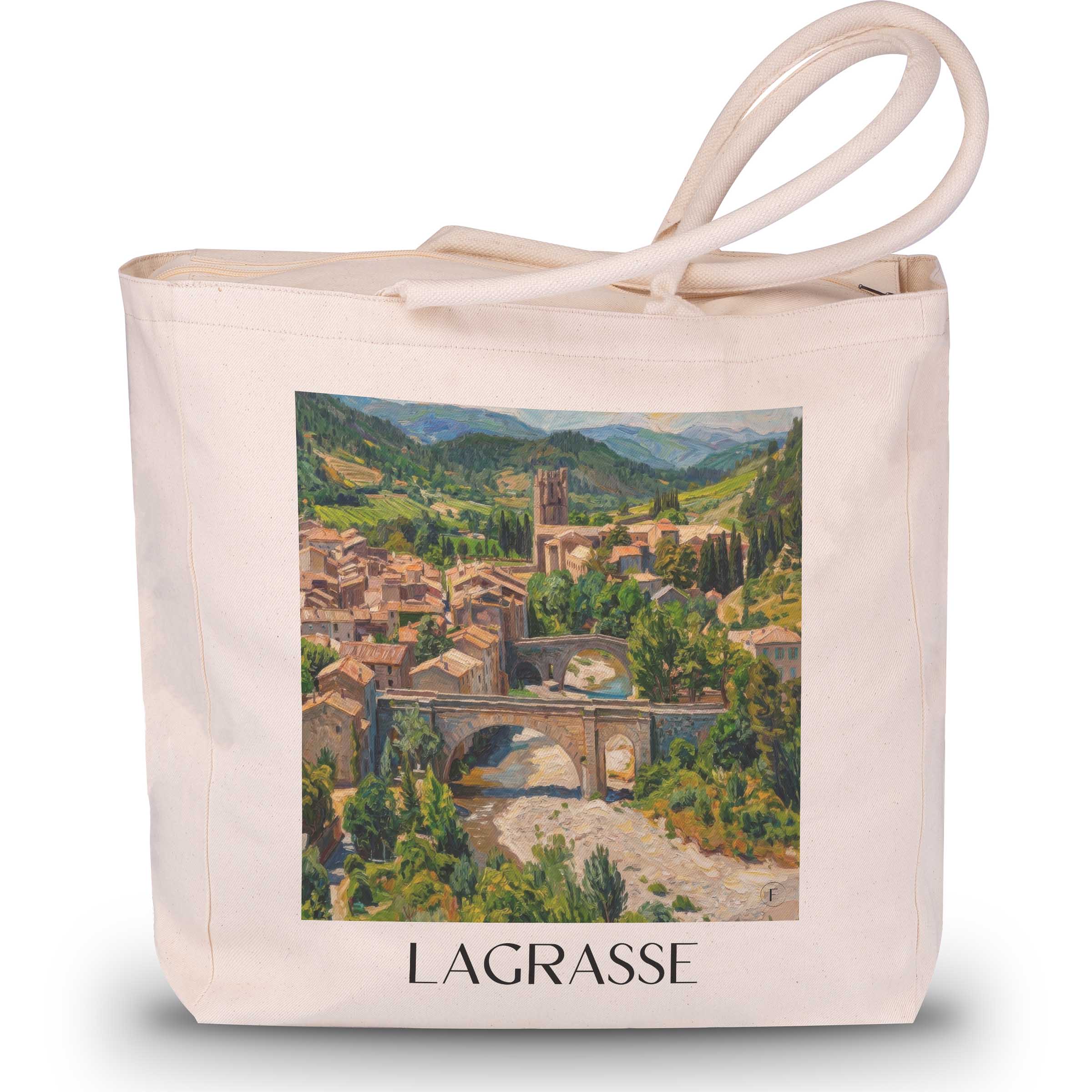 lagrasse--corbières-frankreich-einkaufstasche-oil-painting-oelgemaelde