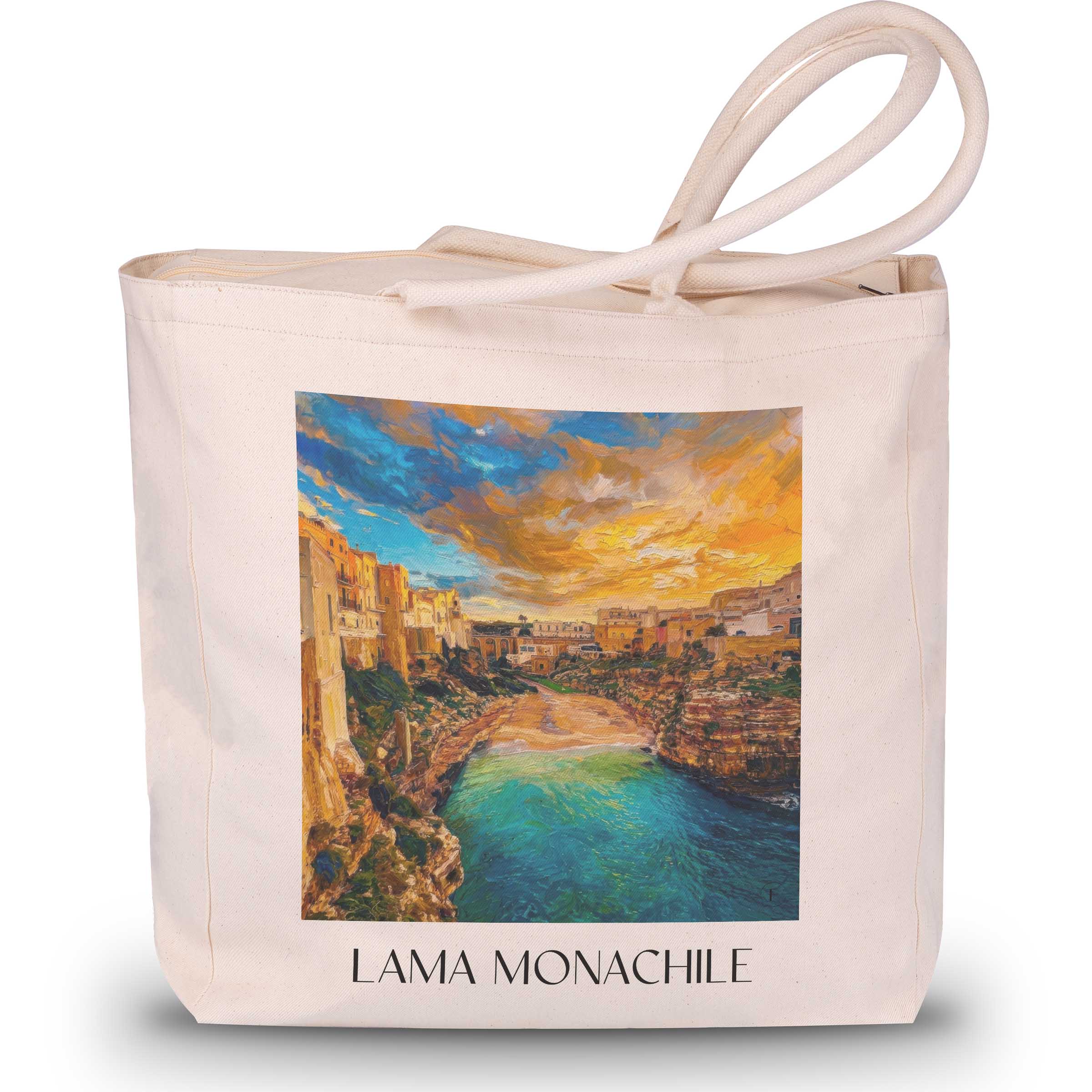 lama-monachile-polignano-a-mare-italien-einkaufstasche-oil-painting-oelgemaelde