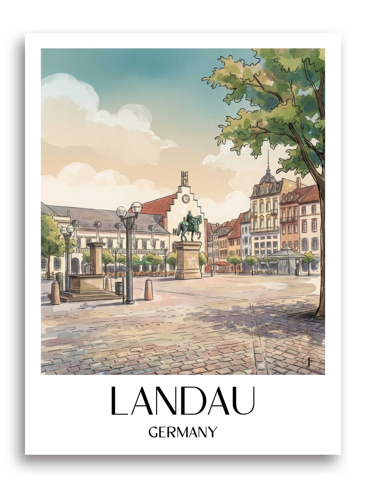 Landau Poster - Pfalz - Deutschland Kunstdruck - Aquarell von A4 bis A1 - favplace
