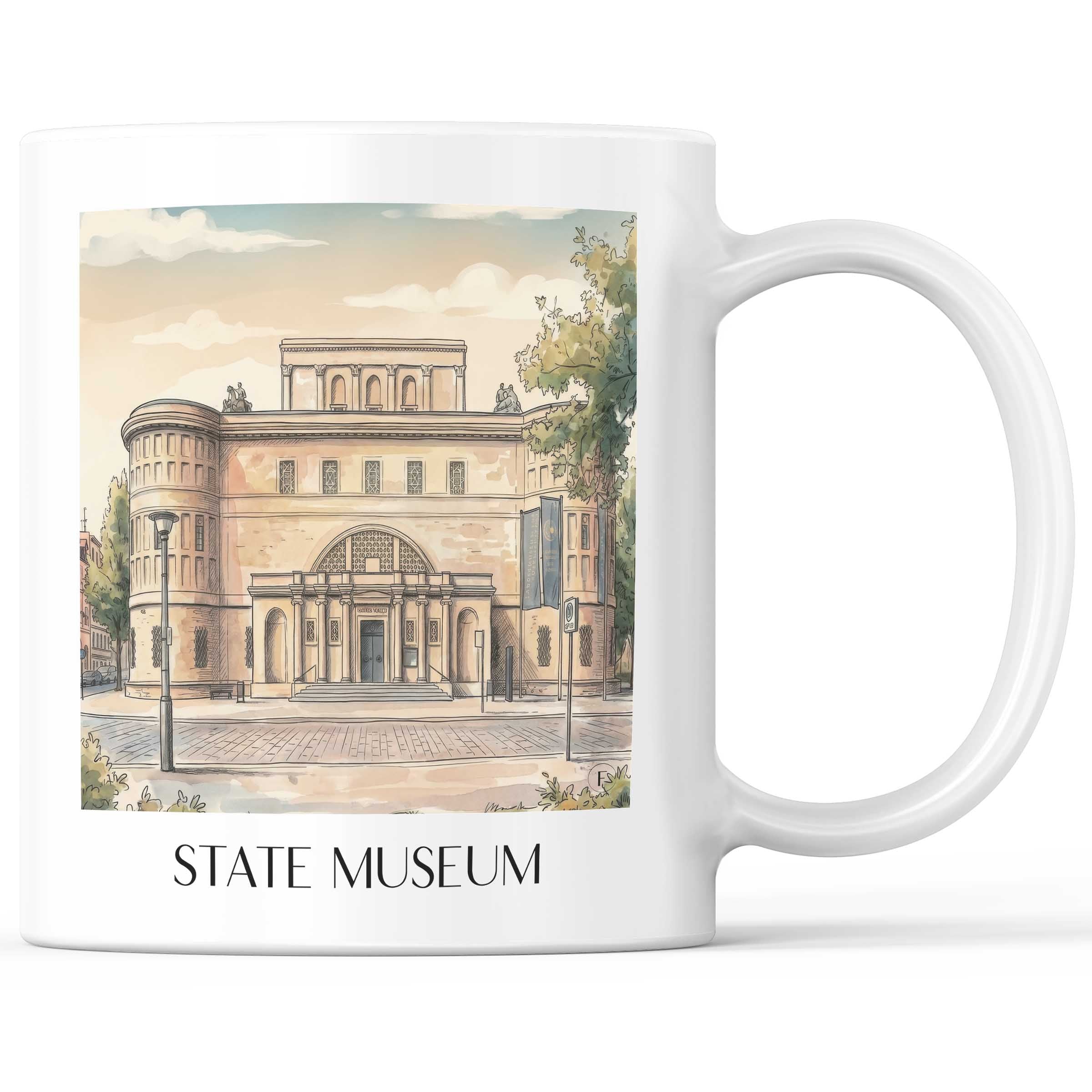 Landesmuseum Kaffeebecher - Halle - Deutschland Becher - Kaffeetasse im Aquarell Stil - favplace